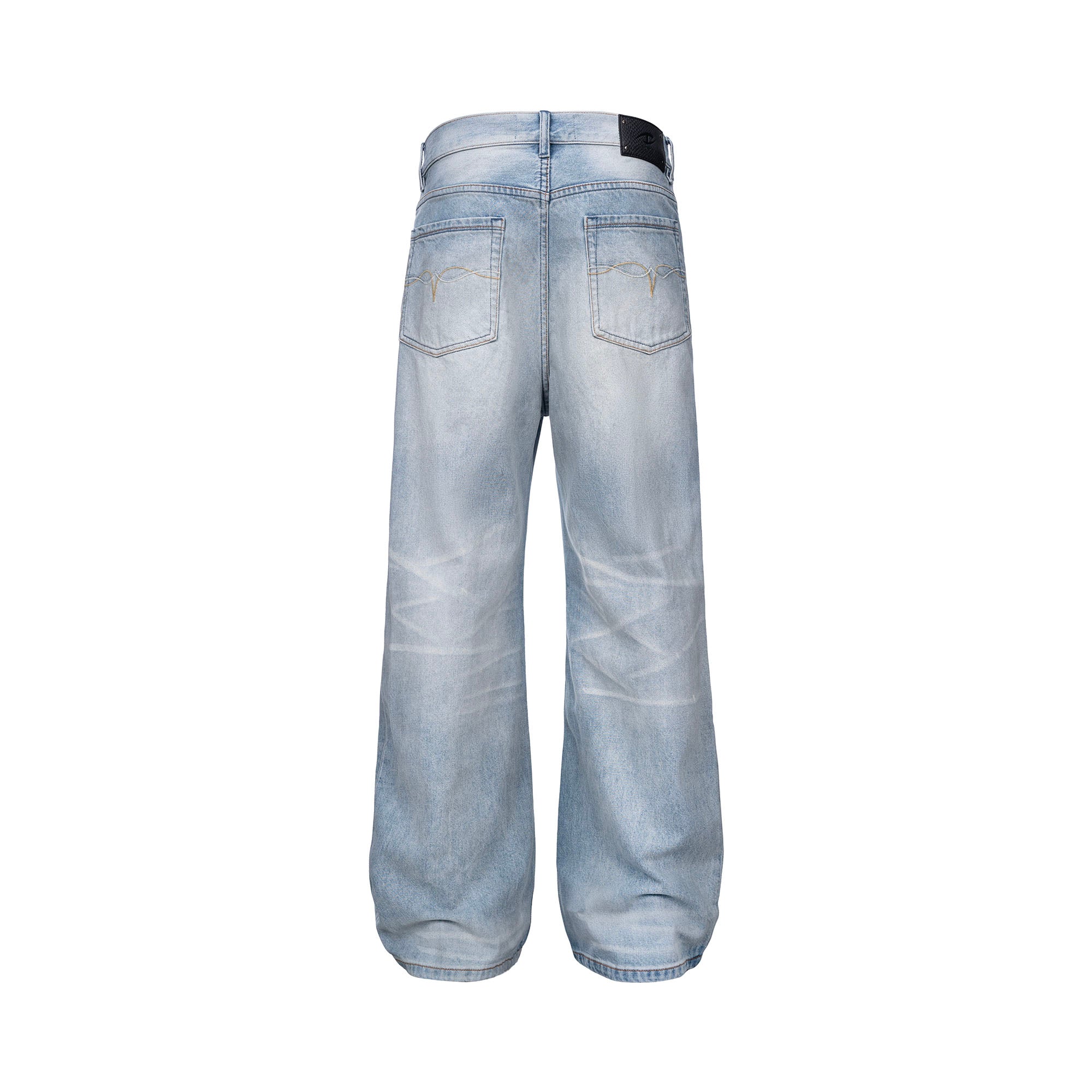 CATSSTAC Classic Whiskering Washed Jeans-Jeans-M-Gray-Free Shipping Leatheretro