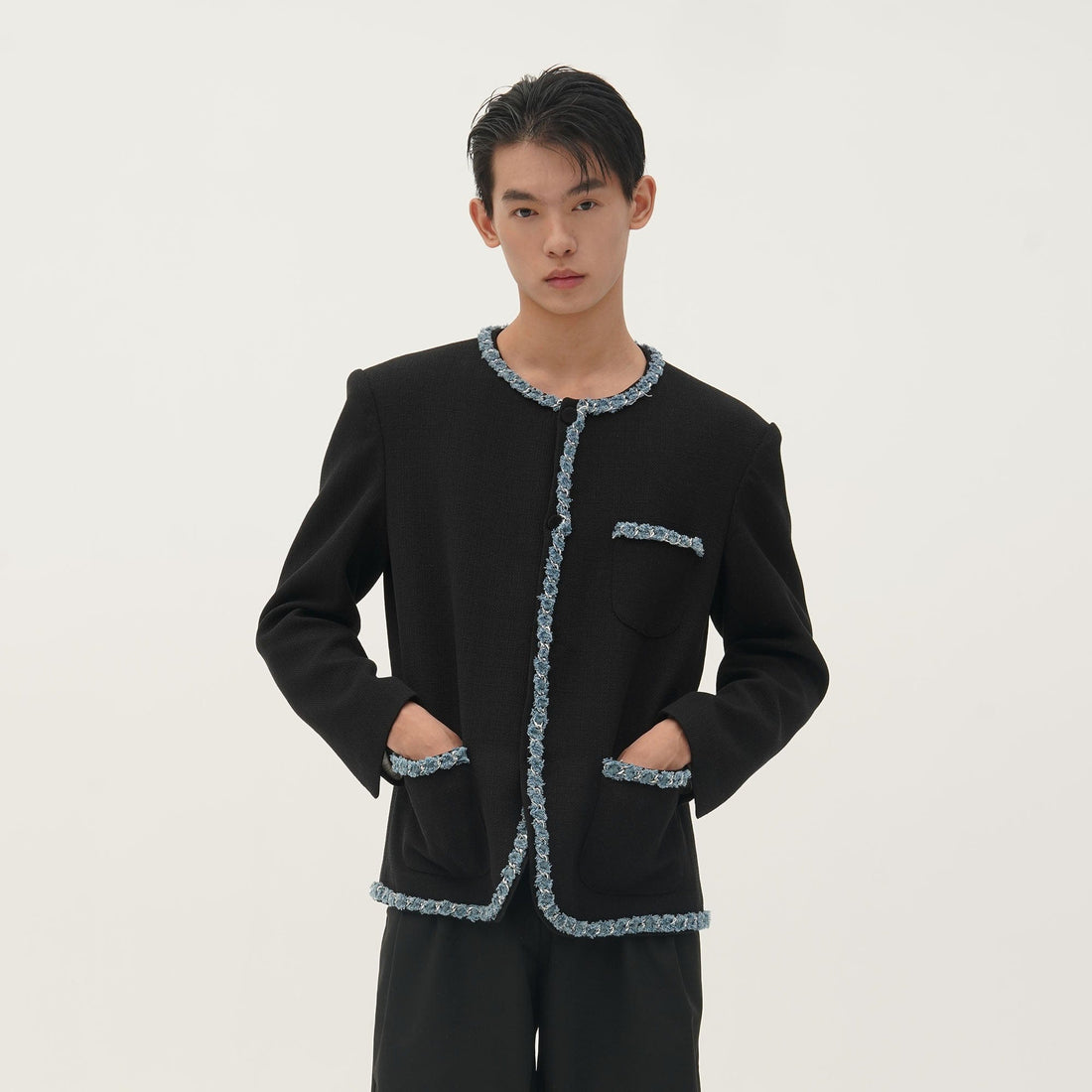 ORAL UTOPIA Tweed Trimmed Edge Jacket-Jacket-S-Free Shipping Leatheretro