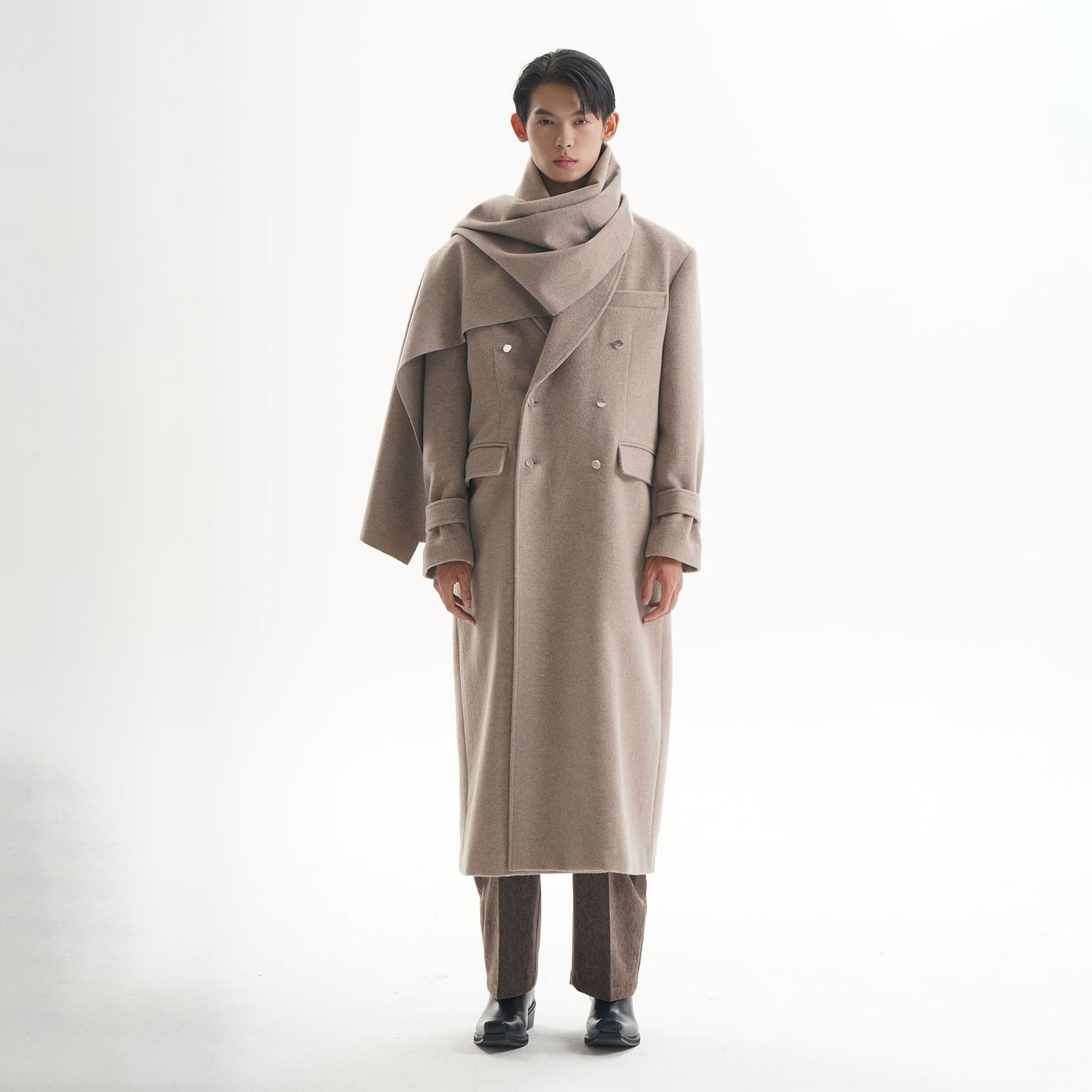 ORAL UTOPIA Wool Blended Double-Breasted Long Coat-Jacket-S-Khaiki-Free Shipping Leatheretro