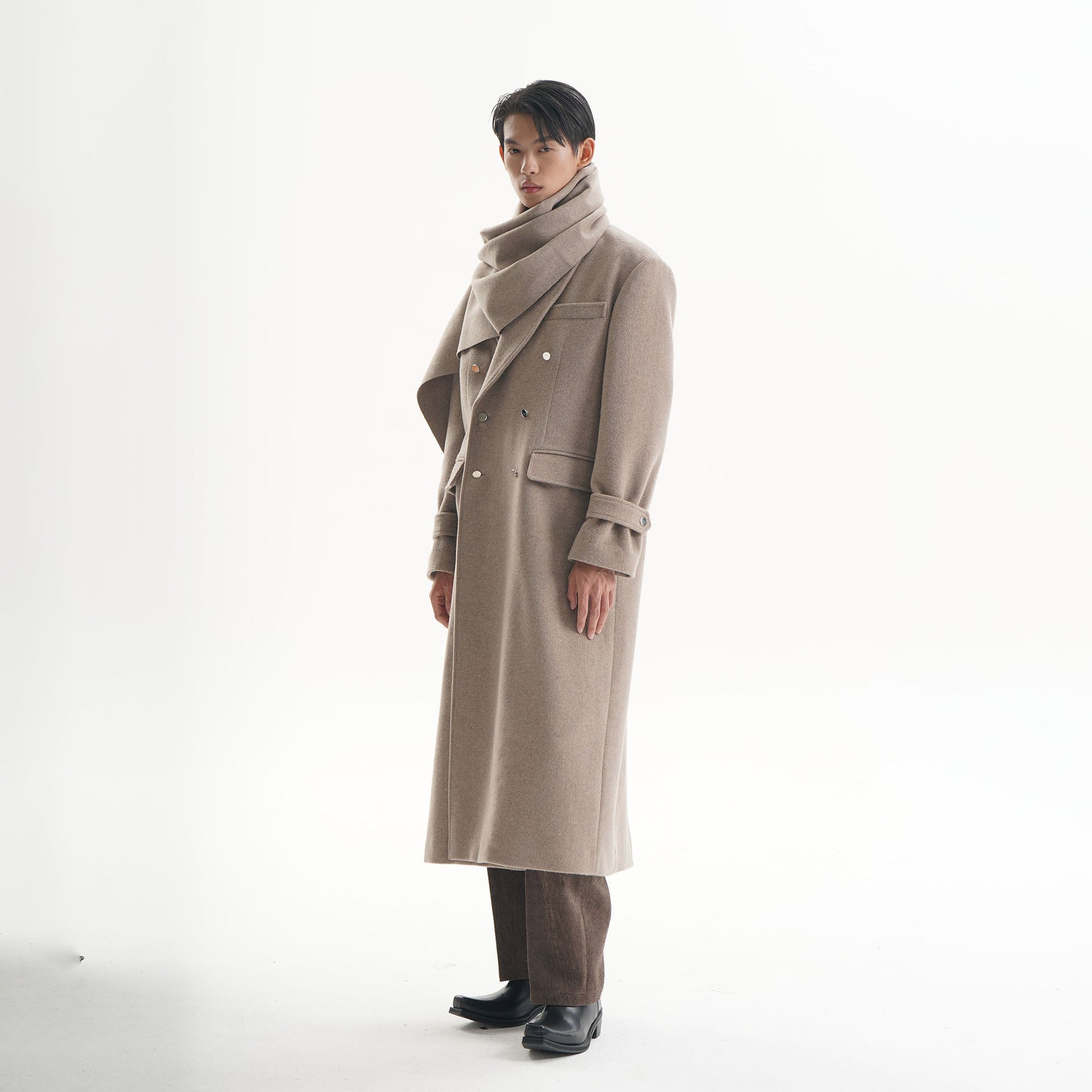 ORAL UTOPIA Wool Blended Double-Breasted Long Coat-Jacket-S-Khaiki-Free Shipping Leatheretro