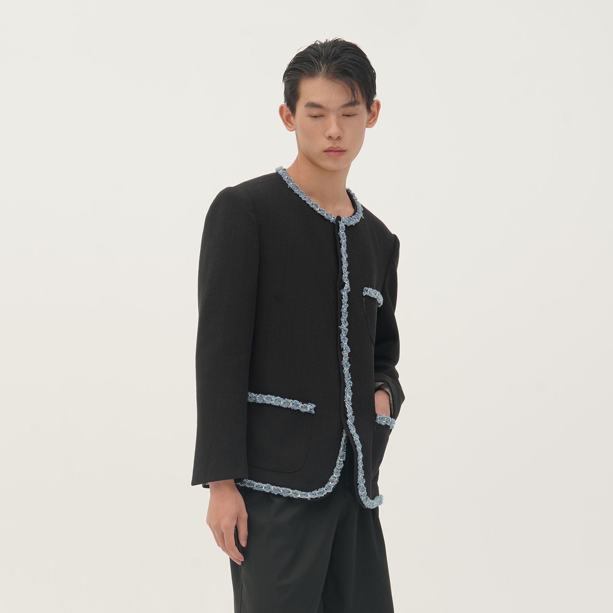 ORAL UTOPIA Tweed Trimmed Edge Jacket-Jacket-S-Free Shipping Leatheretro