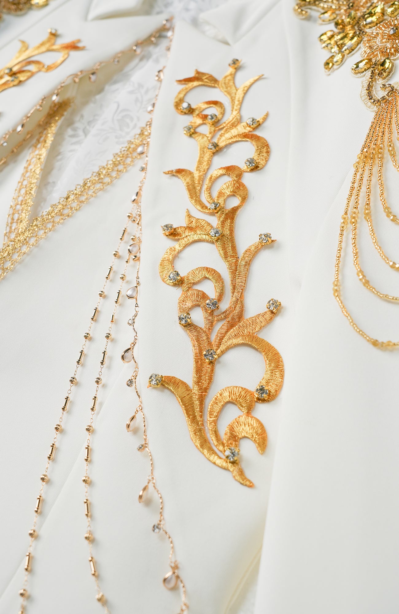 SHANG JIE Baroque Embroidered Chain-Draped Blazer-Jacket-M-Free Shipping Leatheretro
