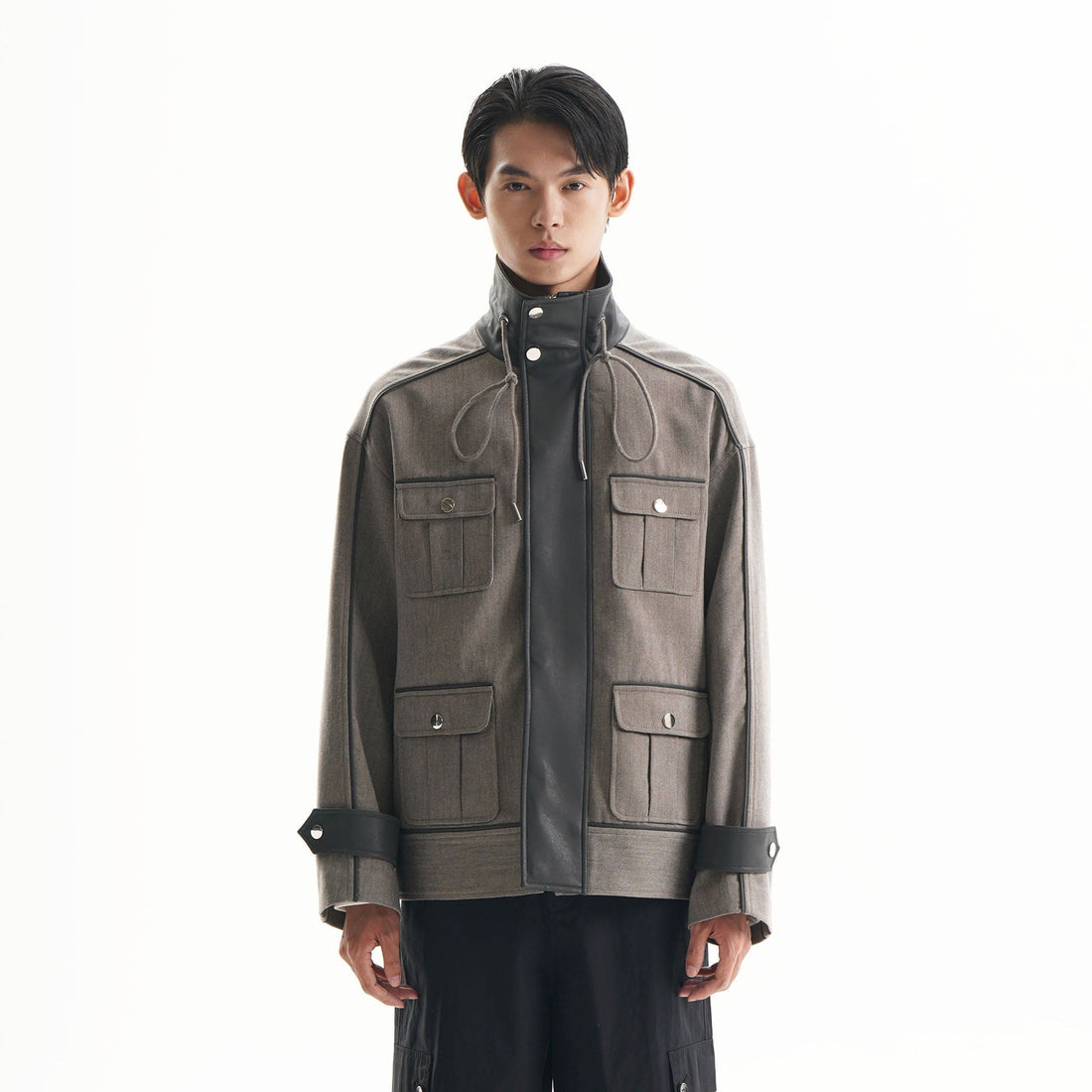ORAL UTOPIA Multi-Pocket Drawstring Barn Jacket-Jacket-S-Free Shipping Leatheretro