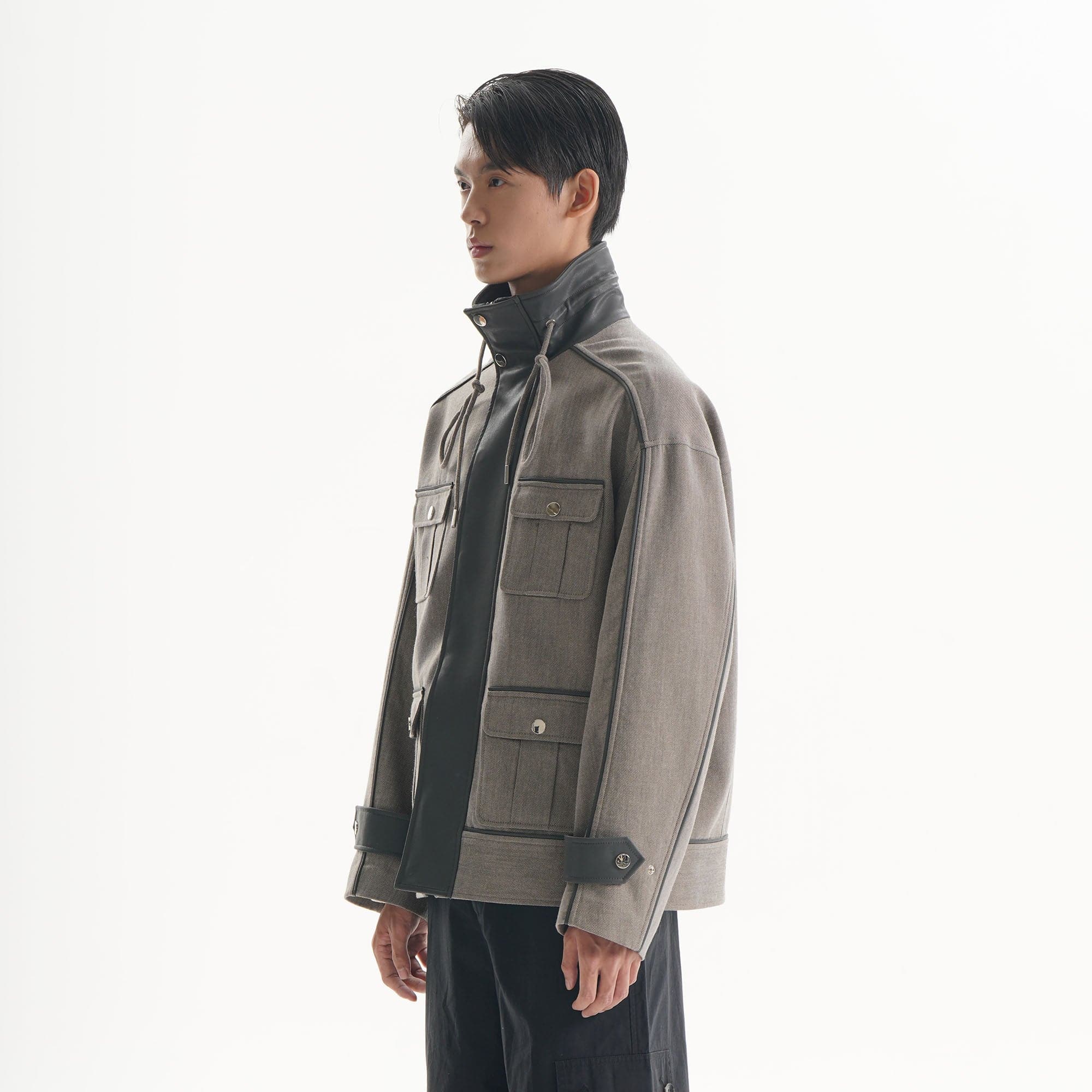 ORAL UTOPIA Multi-Pocket Drawstring Barn Jacket-Jacket-S-Free Shipping Leatheretro