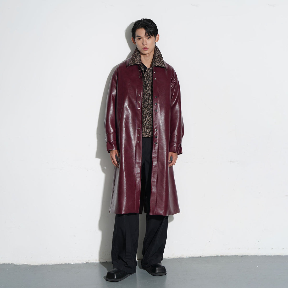 ORAL UTOPIA Glossy PU Coat Ancora Red-Jacket-S-Free Shipping Leatheretro