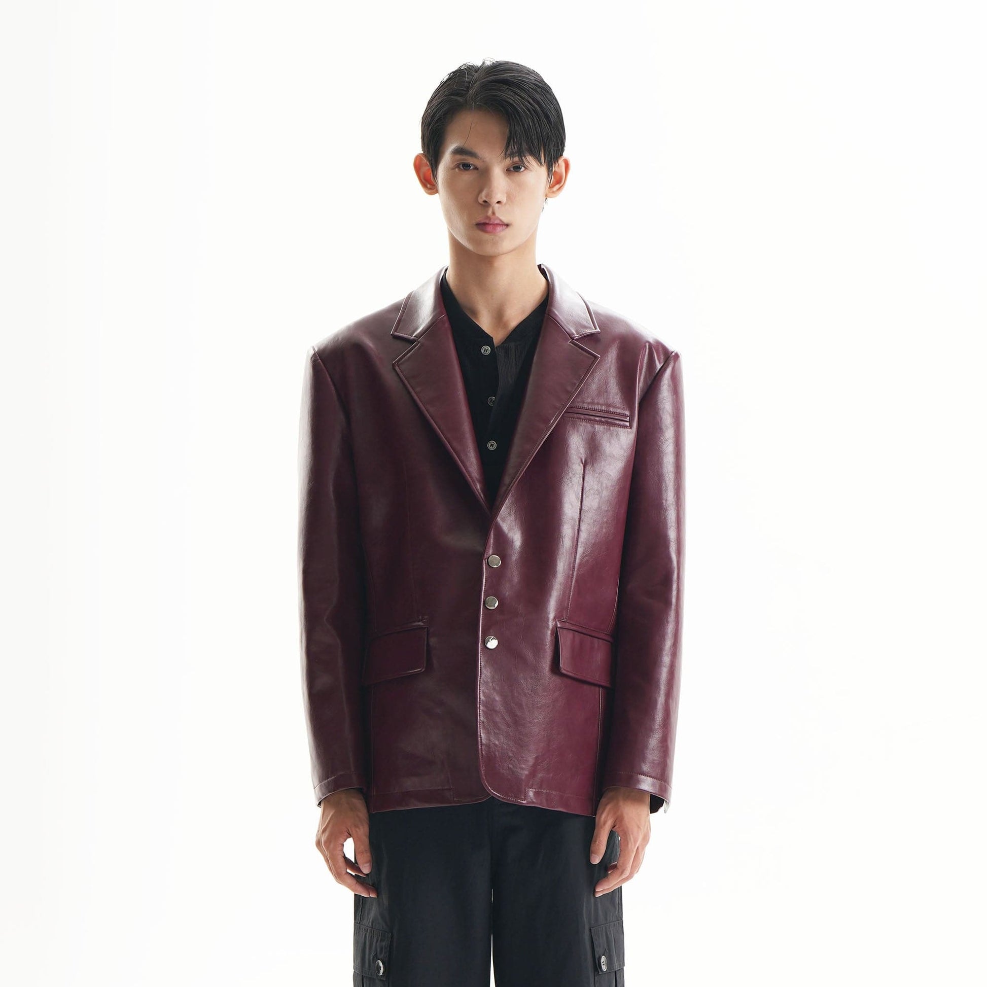 ORAL UTOPIA Glossy PU Blazer Ancora Red-Jacket-S-Free Shipping Leatheretro