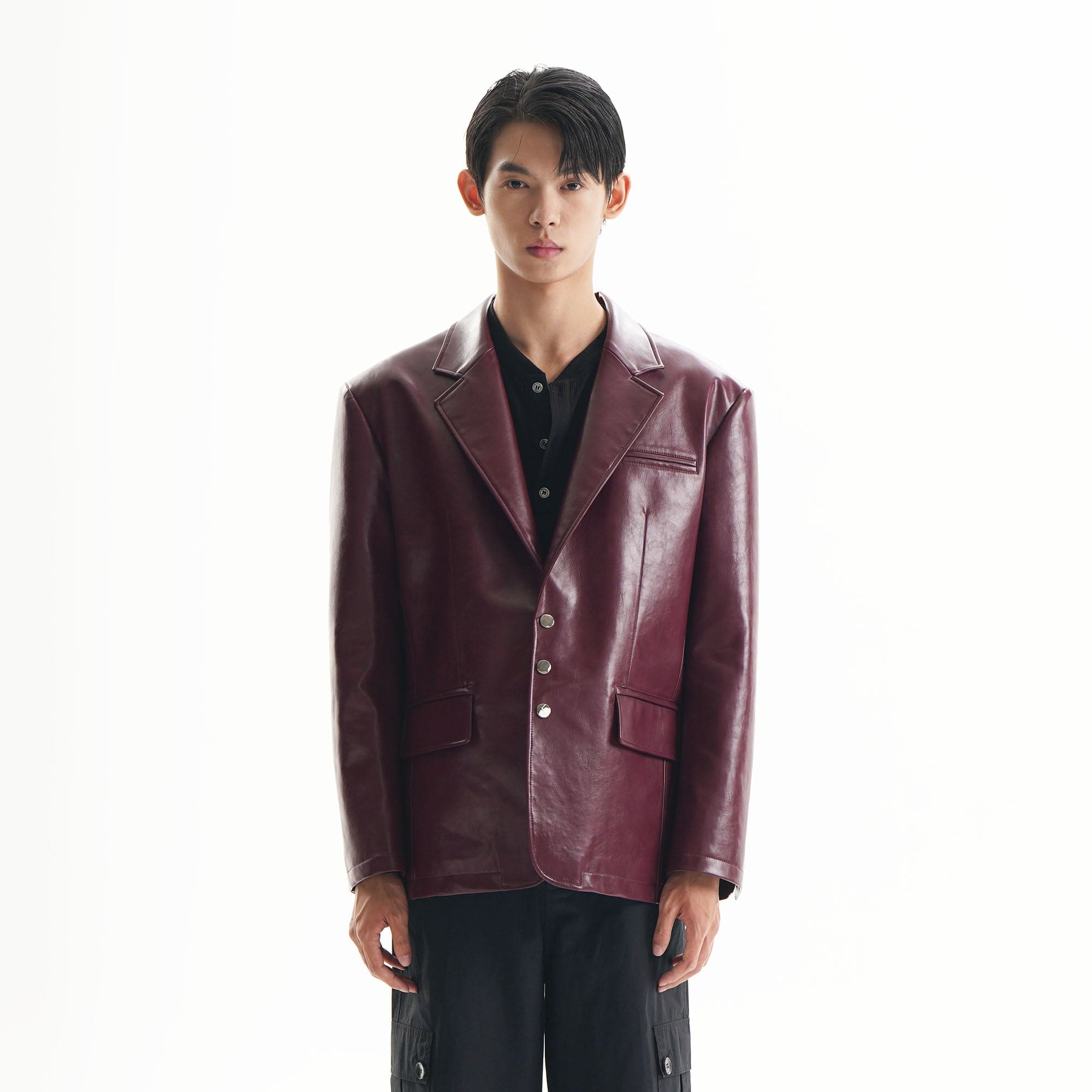 ORAL UTOPIA Glossy PU Blazer Ancora Red-Jacket-S-Free Shipping Leatheretro