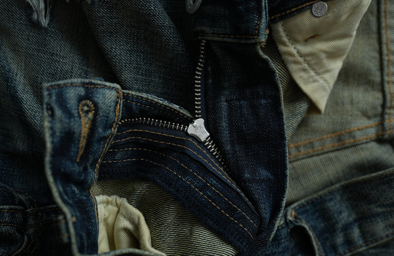 NEIGBORL Ripped Wash Straight-Leg Jeans-Jeans-S (Preorder)-Free Shipping Leatheretro