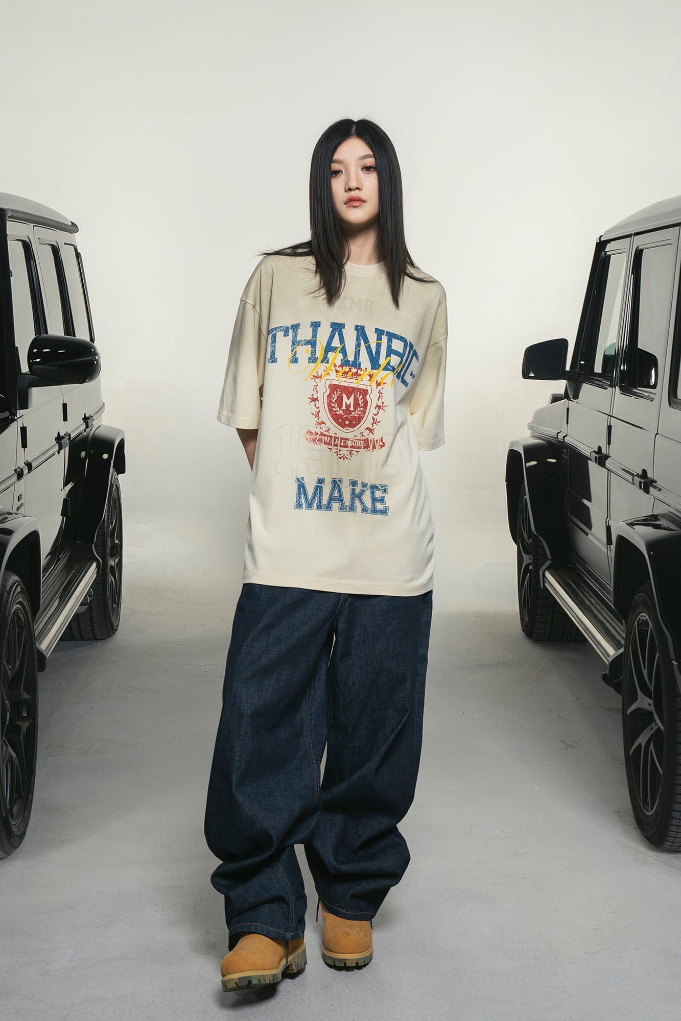 MAKEMORE Retro Distressed Gradient Graphics Oversized T-Shirt-T Shirt-S-Free Shipping Leatheretro