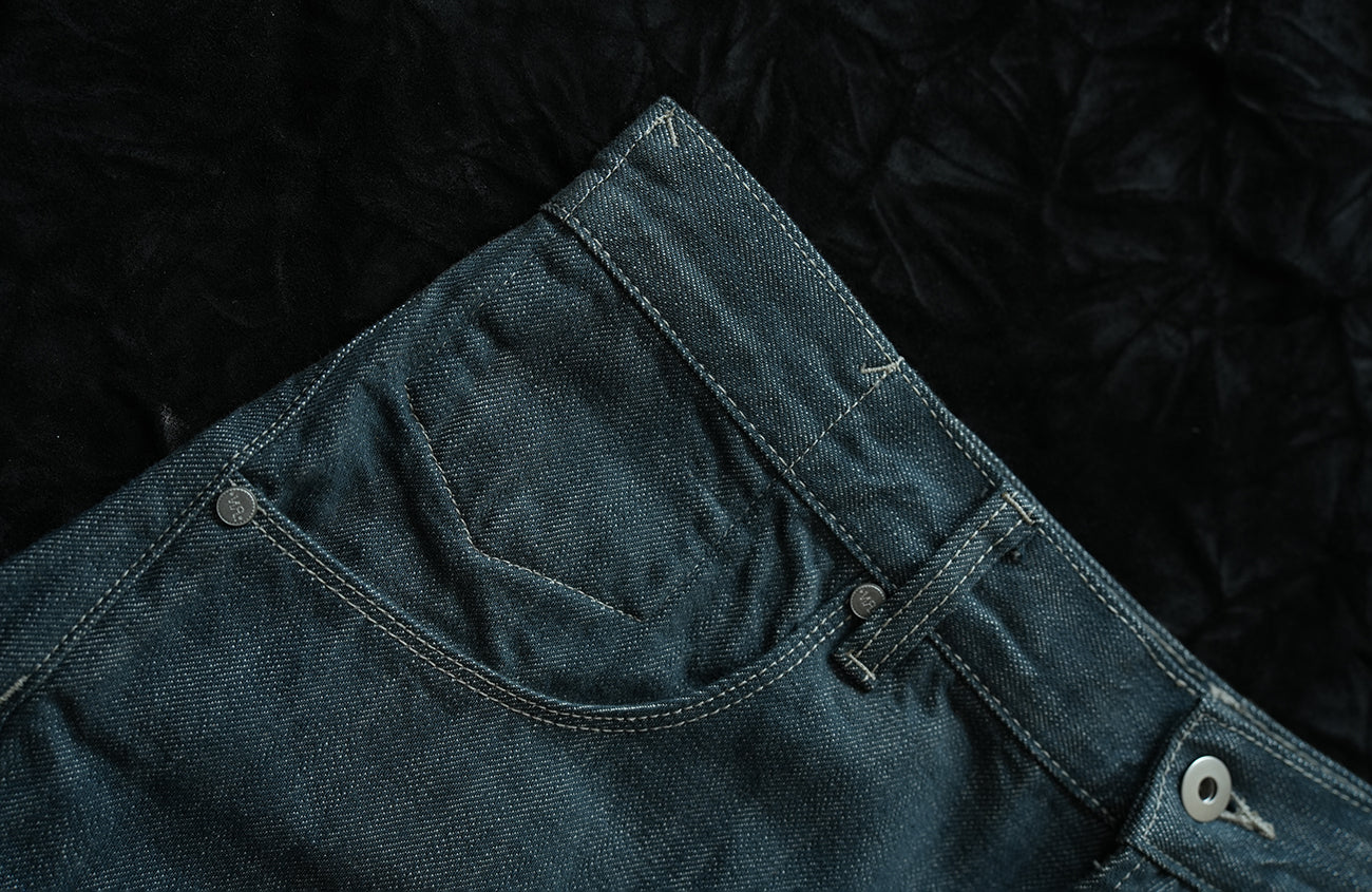NEIGBORL Back-Buckle Washed Raw Denim Pants-Jeans-S (Preorder)-Free Shipping Leatheretro