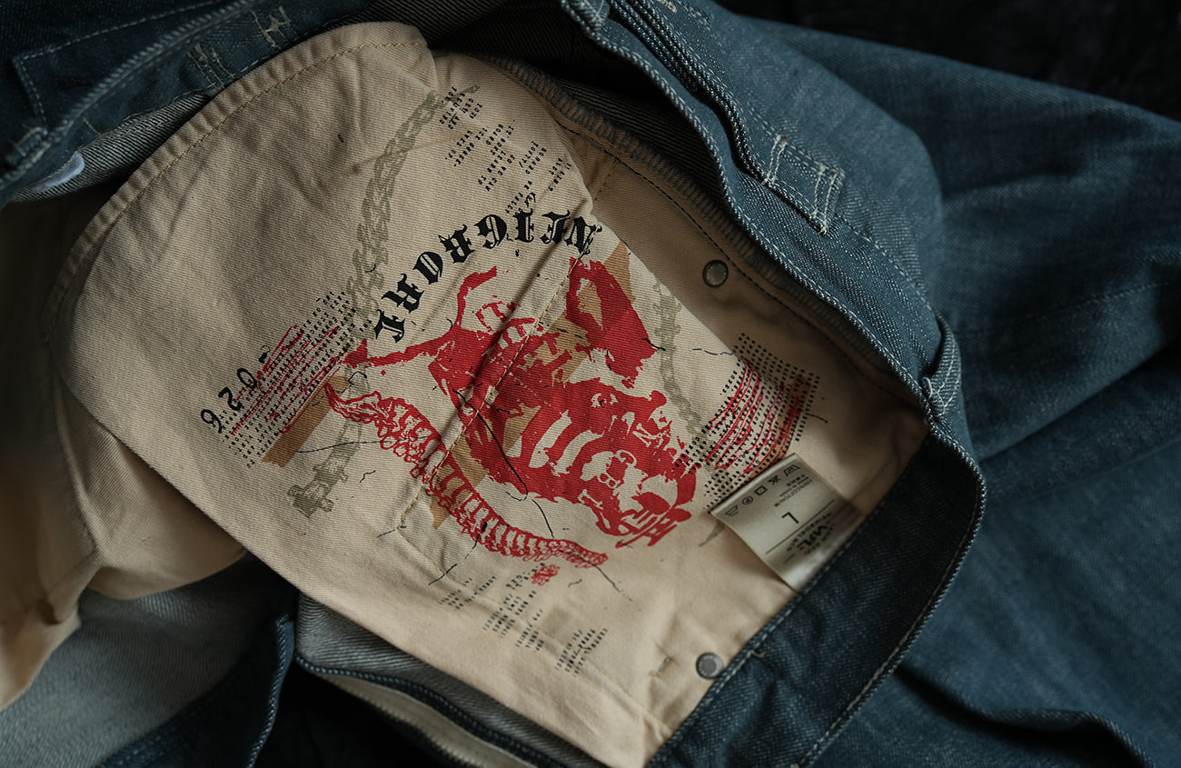 NEIGBORL Back-Buckle Washed Raw Denim Pants-Jeans-S (Preorder)-Free Shipping Leatheretro
