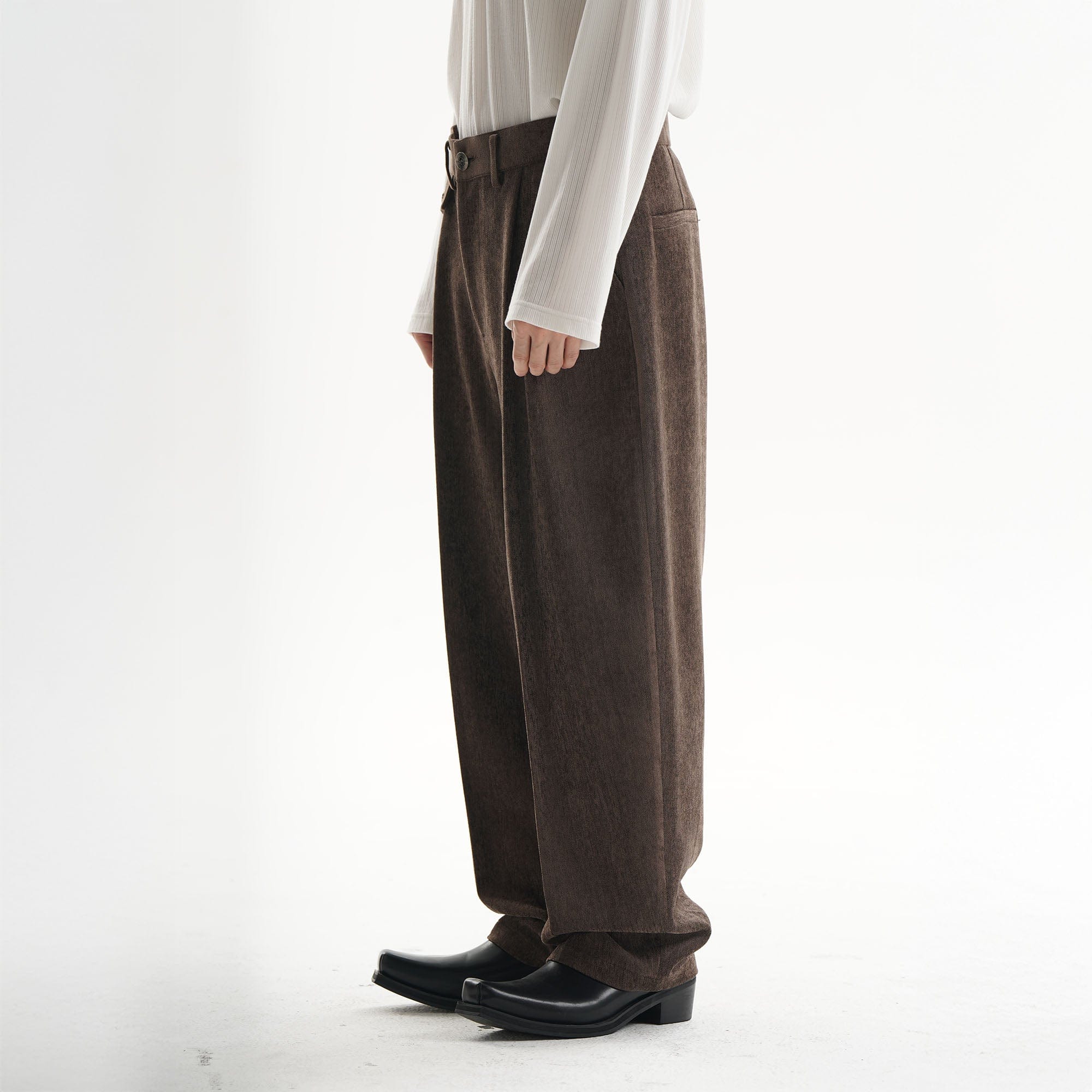 ORAL UTOPIA Pleated Oversized Tapered Pants-Pants-M-Free Shipping Leatheretro