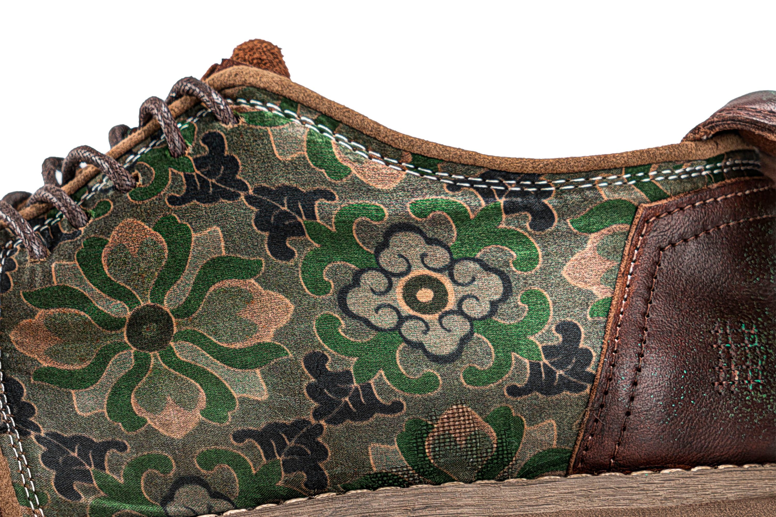 REWRITE Jacquard Floral Patina Leather Derby Shoes-Shoes-38.5-Free Shipping Leatheretro