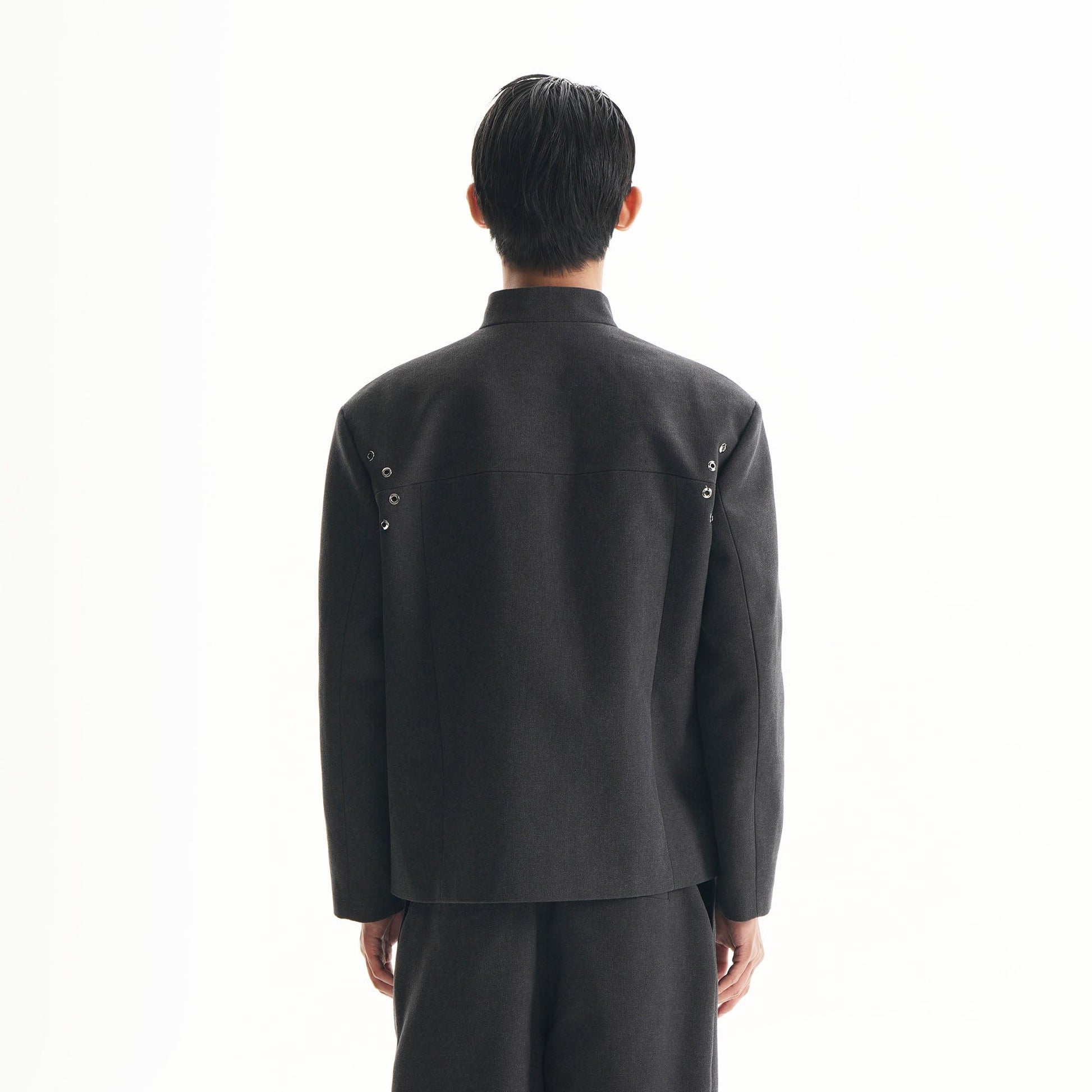 ORAL UTOPIA Flap Pocket Mandarin Collar Jacket-Jacket-S-Free Shipping Leatheretro