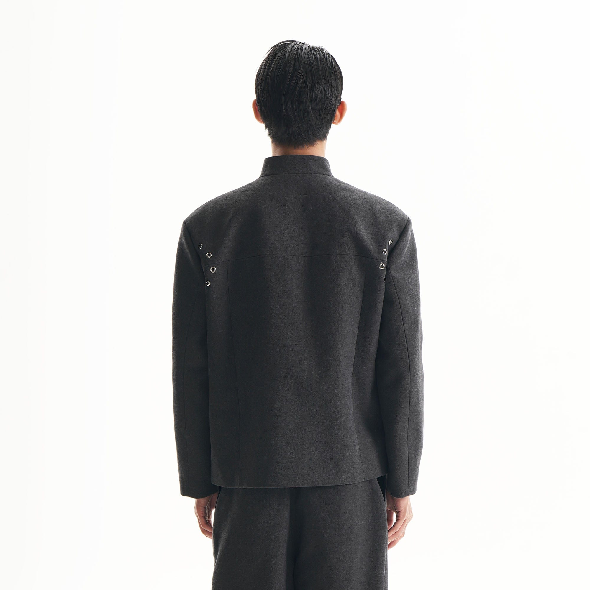 ORAL UTOPIA Flap Pocket Mandarin Collar Jacket-Jacket-S-Free Shipping Leatheretro