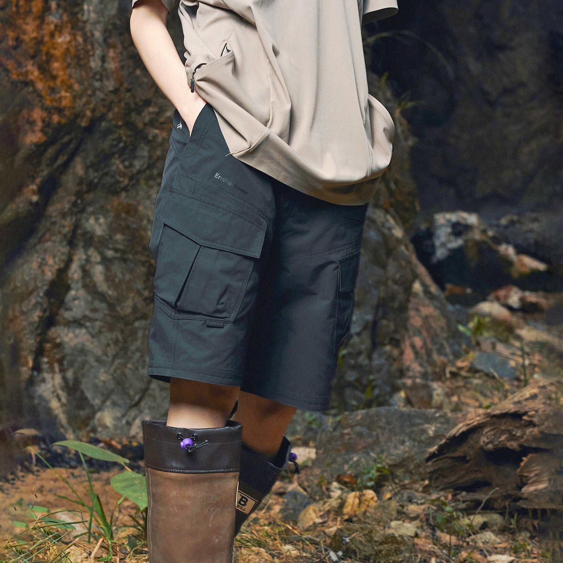 ENSHADOWER Modern Large Pocket Logo Shorts-Shorts-S-Free Shipping Leatheretro