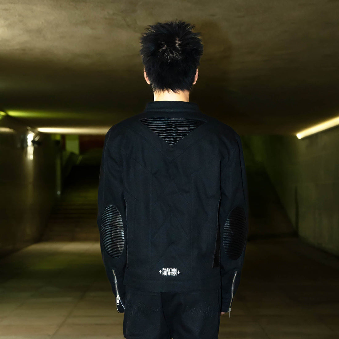 PHANTOMHUNTER Modern Canvas Paneled Biker Jacket-Jacket-M-Free Shipping Leatheretro