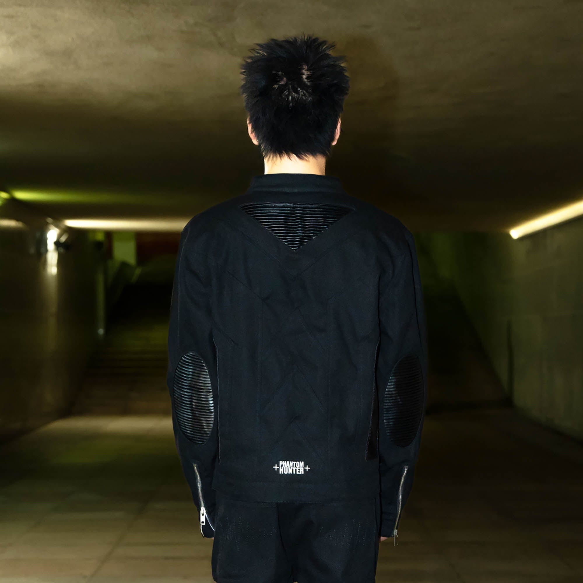 PHANTOMHUNTER Modern Canvas Paneled Biker Jacket-Jacket-M-Free Shipping Leatheretro