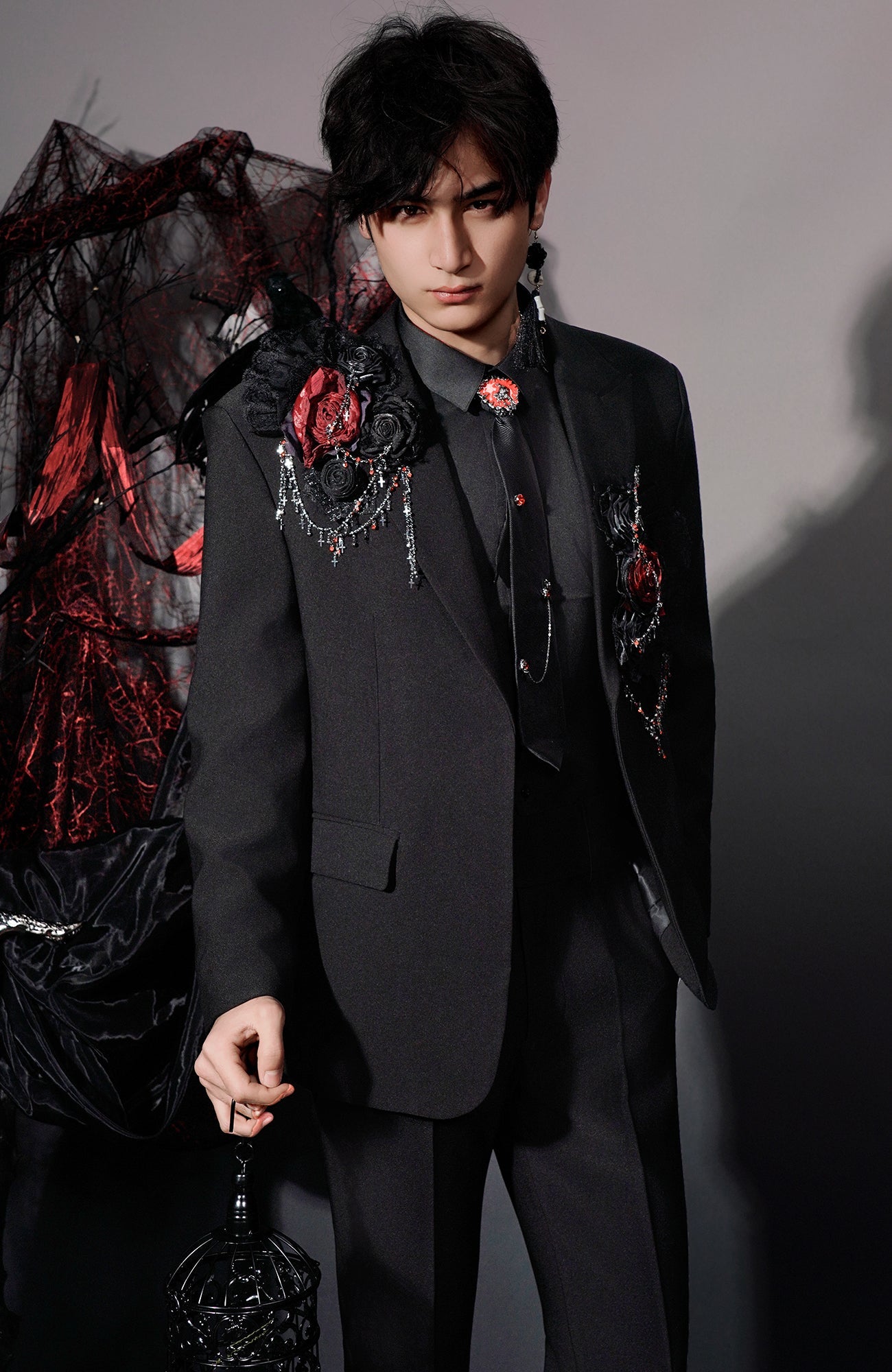 SHANG JIE Floral Appliqué Beaded Chain Blazer-Jacket-M-Free Shipping Leatheretro