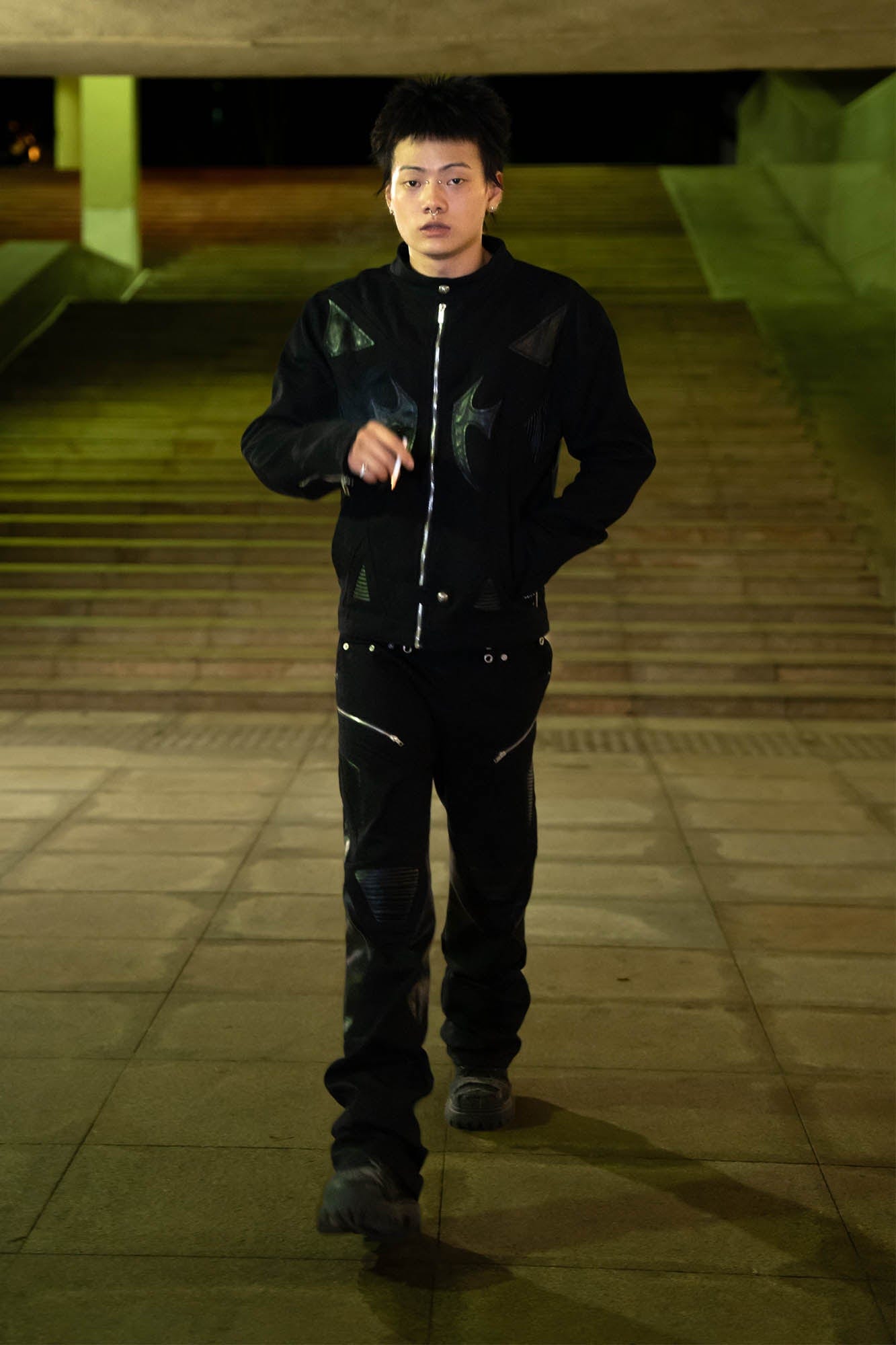 PHANTOMHUNTER Modern Canvas Paneled Biker Jacket-Jacket-M-Free Shipping Leatheretro