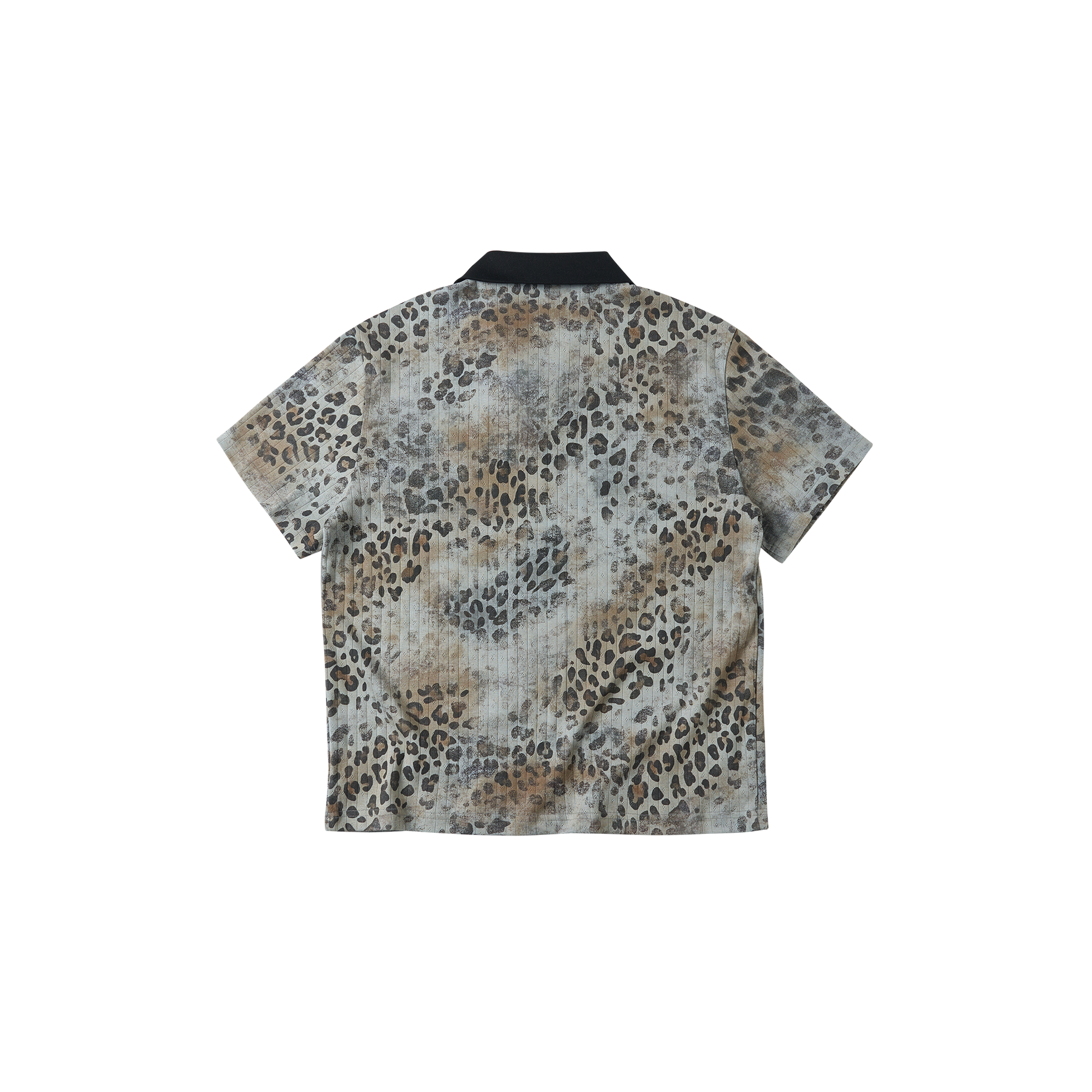 SAVAGEGROWTHWORLD Distressed Digital Leopard Polo Tee-T Shirt-S (Preorder)-Free Shipping Leatheretro