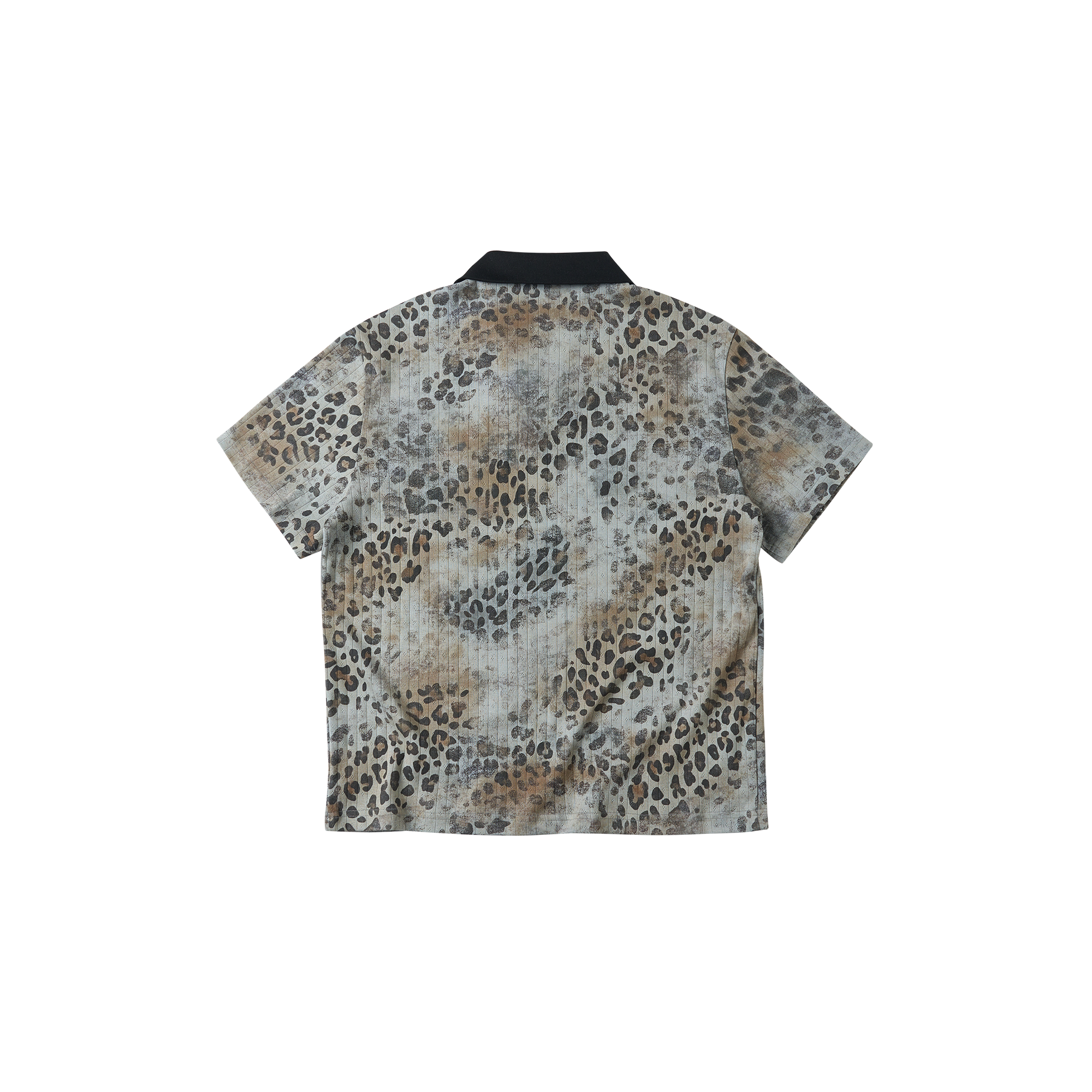 SAVAGEGROWTHWORLD Distressed Digital Leopard Polo Tee-T Shirt-S (Preorder)-Free Shipping Leatheretro
