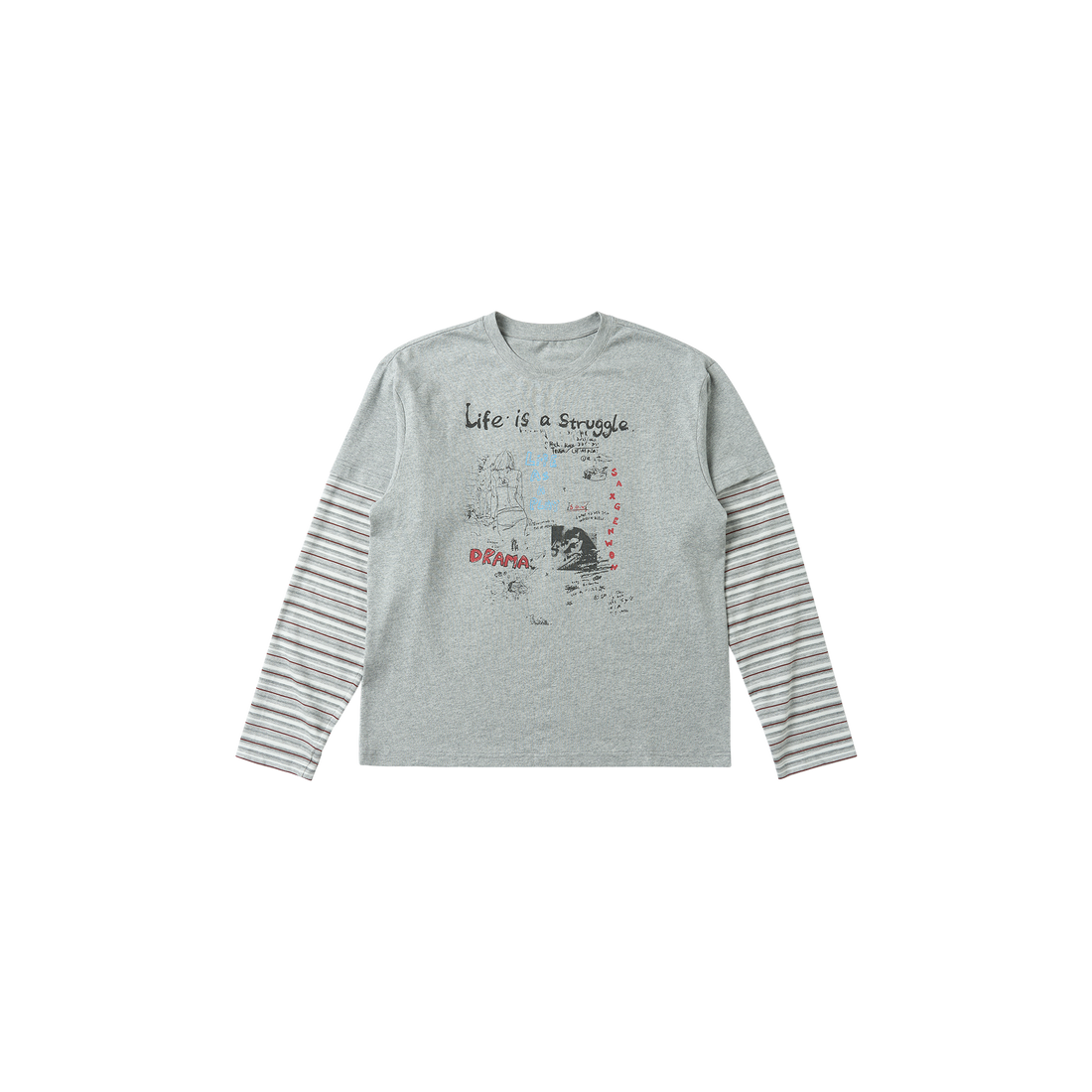 SAVAGEGROWTHWORLD Graffiti Layered Stripe Long Tee-L/S Tee-S-Free Shipping Leatheretro