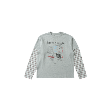 SAVAGEGROWTHWORLD Graffiti Layered Stripe Long Tee-L/S Tee-S-Free Shipping Leatheretro