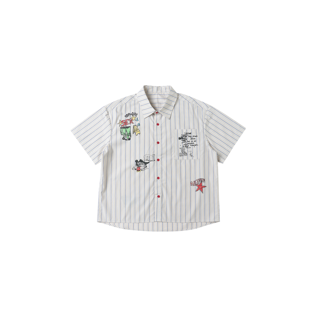 SAVAGEGROWTHWORLD Sketch Stripe Short Sleeve Shirt-Half shirt-S (Preorder)-Free Shipping Leatheretro