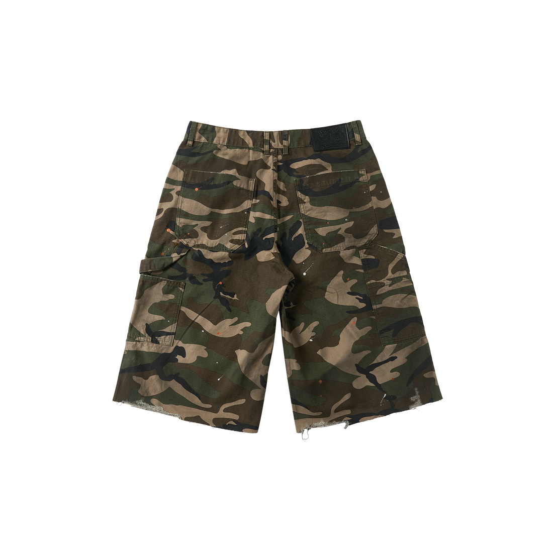 SAVAGEGROWTHWORLD Distressed Paint-Splatter Camo Shorts-Shorts-S (Preorder)-Free Shipping Leatheretro
