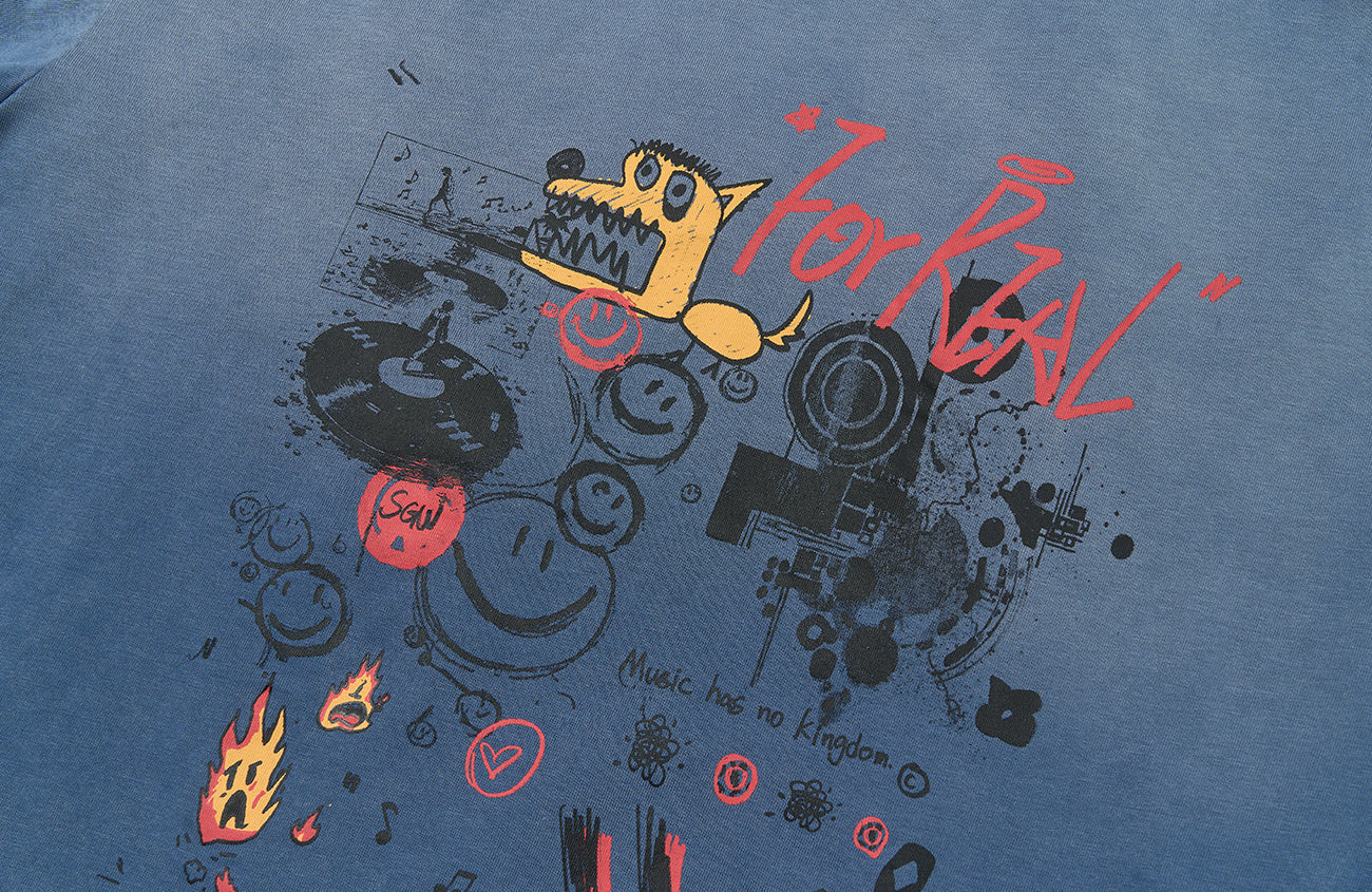 SAVAGEGROWTHWORLD Washed Graffiti Boxy Tee-T Shirt-S-Free Shipping Leatheretro