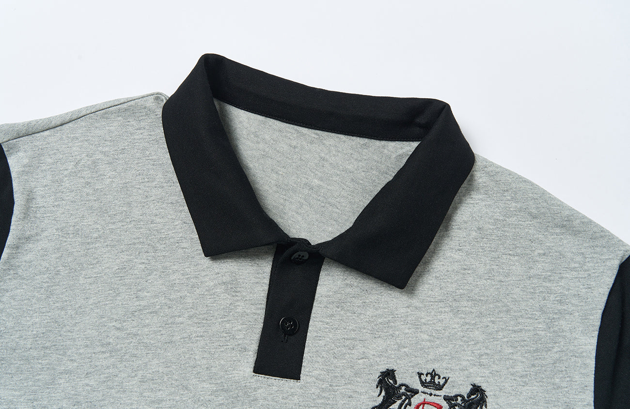 SAVAGEGROWTHWORLD Embroidered Colorblock Polo Tee-T Shirt-S (Preorder)-Free Shipping Leatheretro