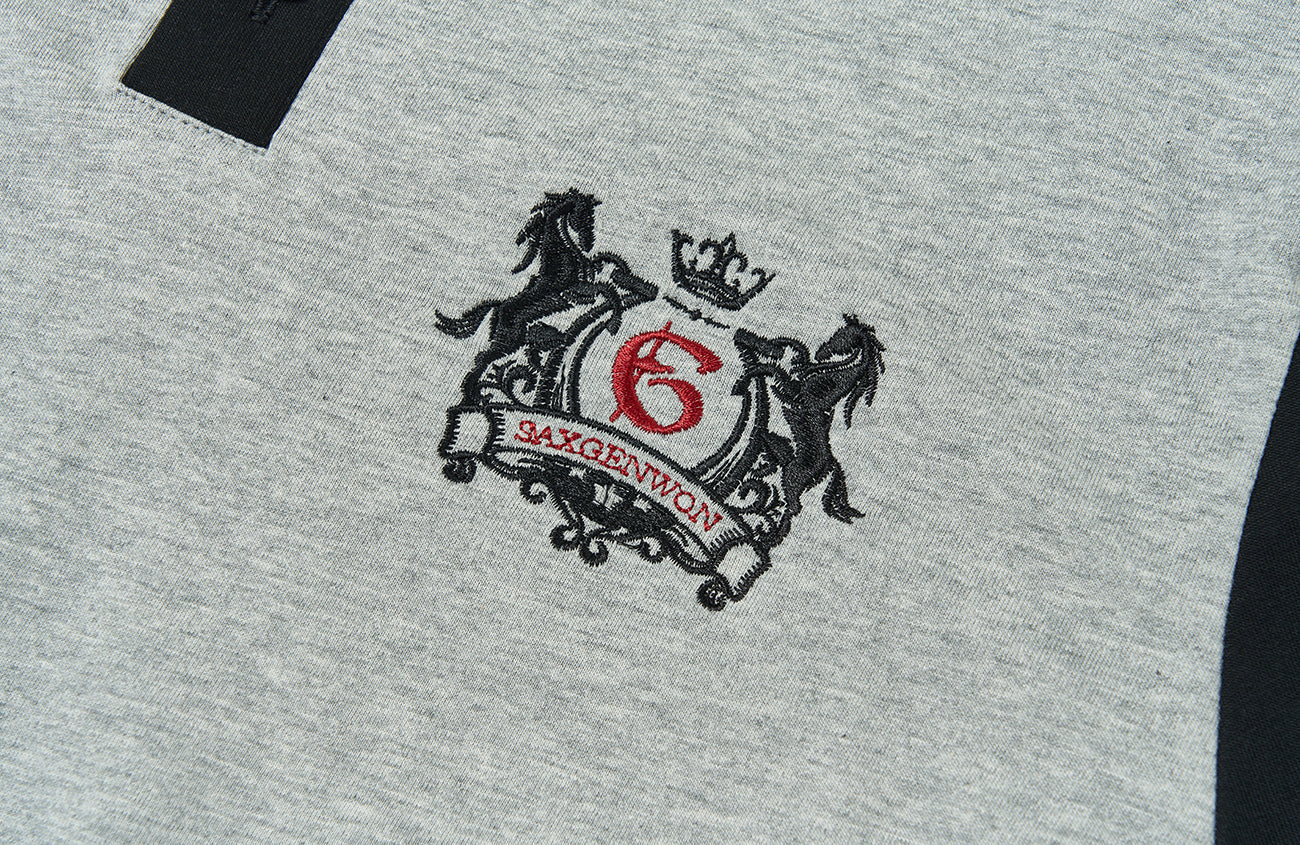 SAVAGEGROWTHWORLD Embroidered Colorblock Polo Tee-T Shirt-S (Preorder)-Free Shipping Leatheretro