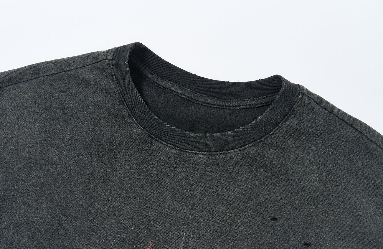 SAVAGEGROWTHWORLD Washed Demon Graphic Boxy Tee-T Shirt-S (Preorder)-Free Shipping Leatheretro