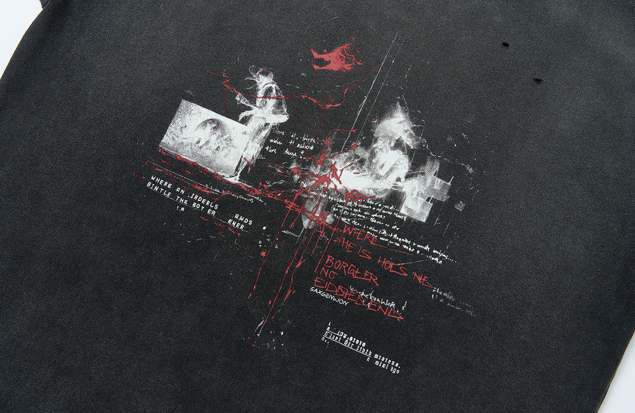 SAVAGEGROWTHWORLD Washed Demon Graphic Boxy Tee-T Shirt-S (Preorder)-Free Shipping Leatheretro