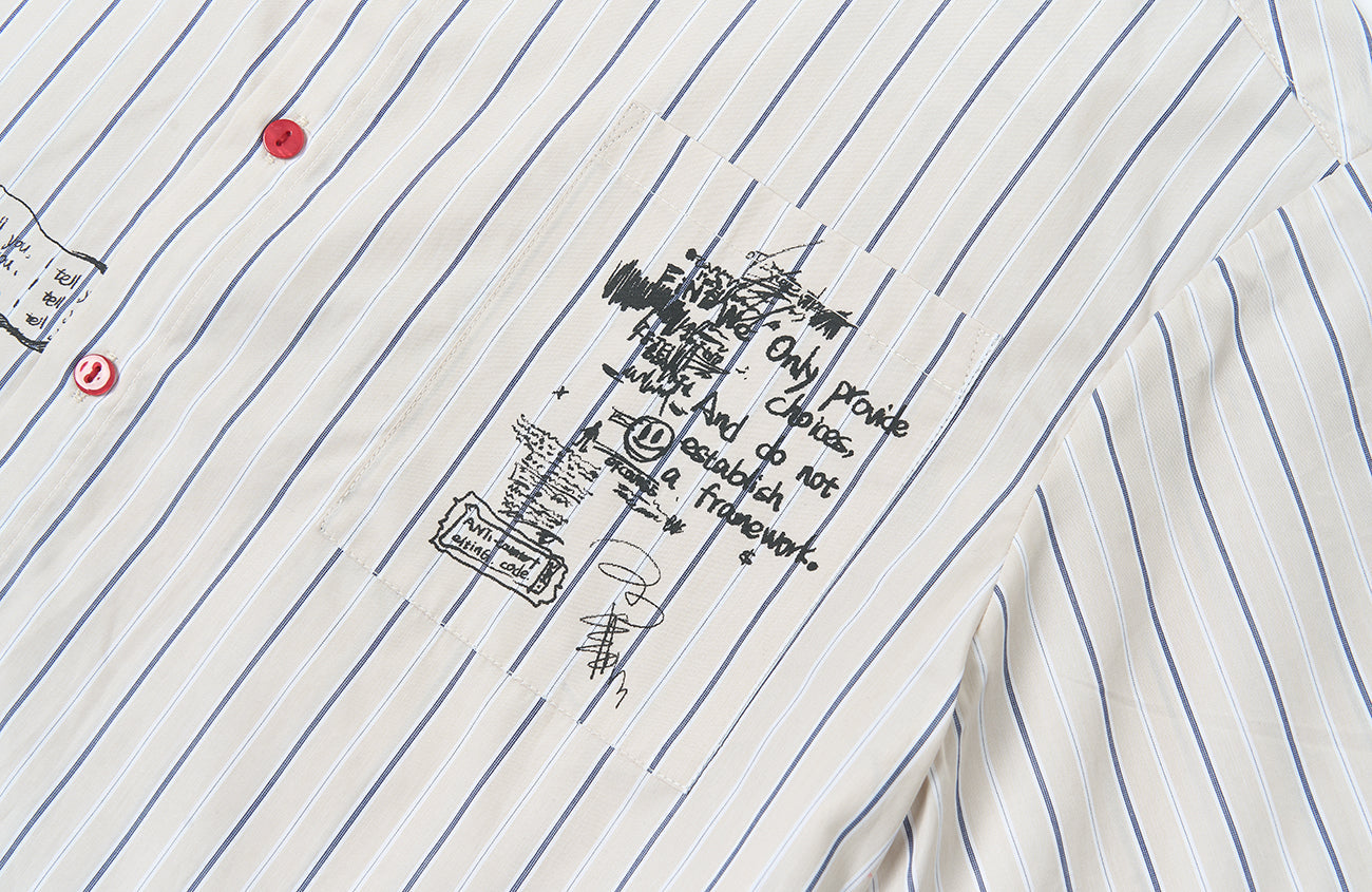 SAVAGEGROWTHWORLD Sketch Stripe Short Sleeve Shirt-Half shirt-S (Preorder)-Free Shipping Leatheretro