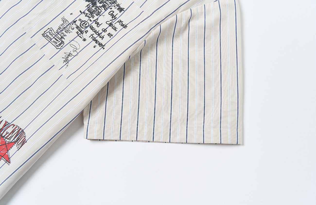 SAVAGEGROWTHWORLD Sketch Stripe Short Sleeve Shirt-Half shirt-S (Preorder)-Free Shipping Leatheretro