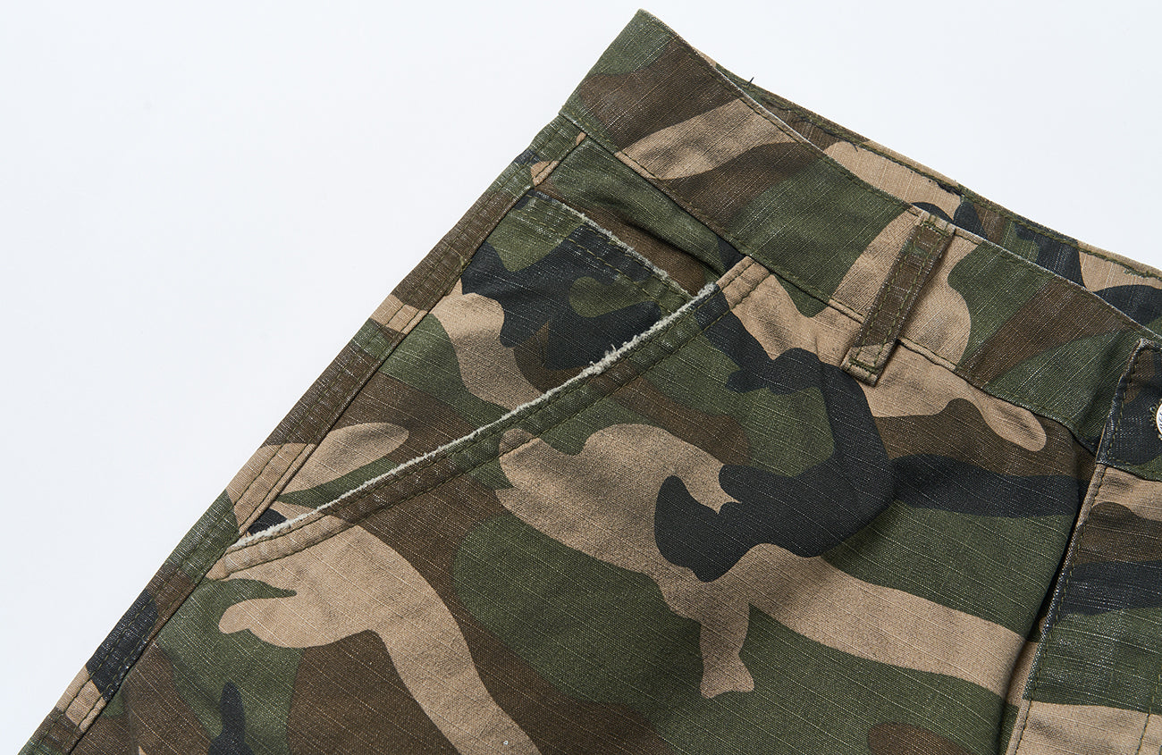 SAVAGEGROWTHWORLD Distressed Paint-Splatter Camo Shorts-Shorts-S (Preorder)-Free Shipping Leatheretro