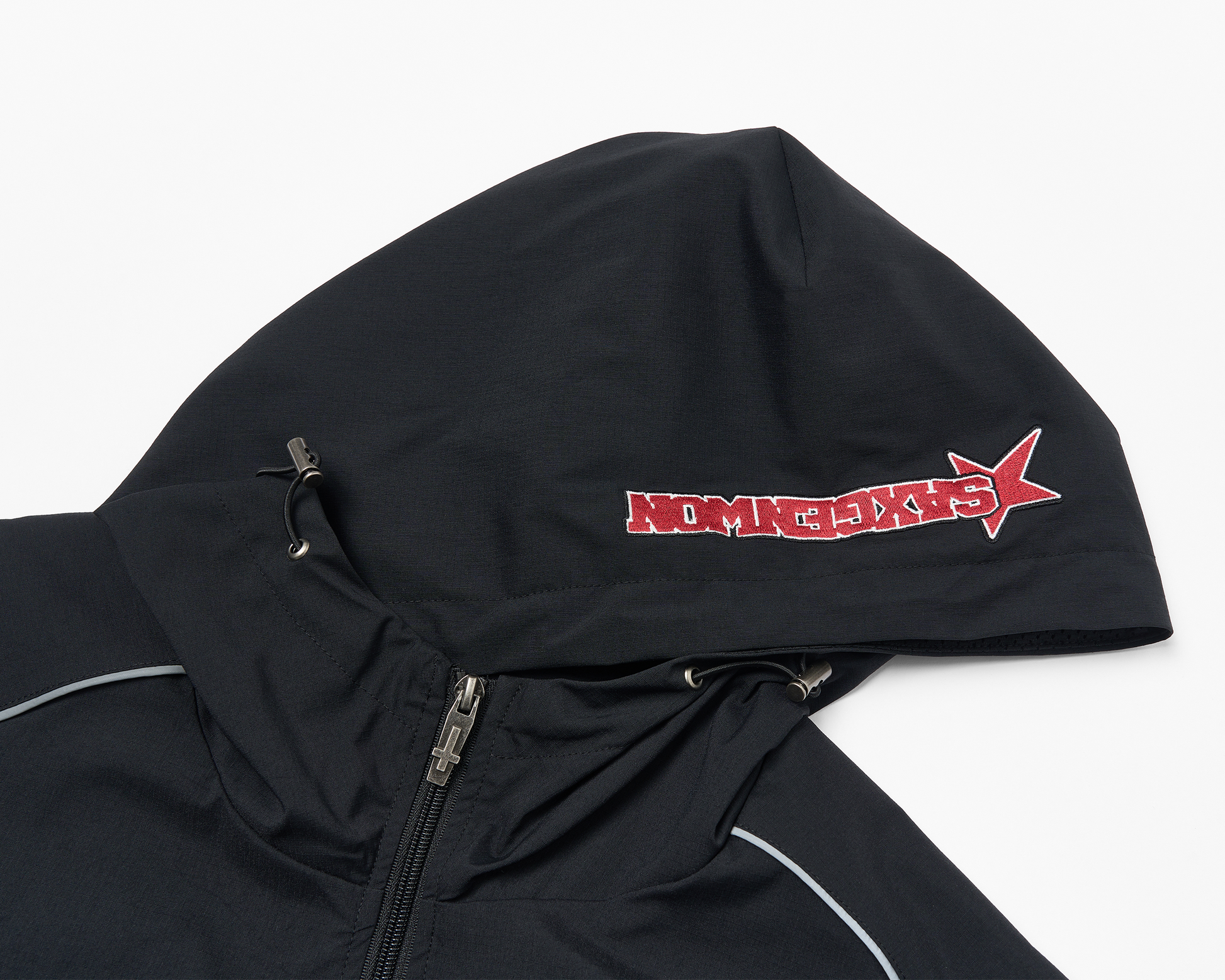 SAVAGEGROWTHWORLD Embroidered Logo Piped Hooded Jacket-Jacket-S-Free Shipping Leatheretro