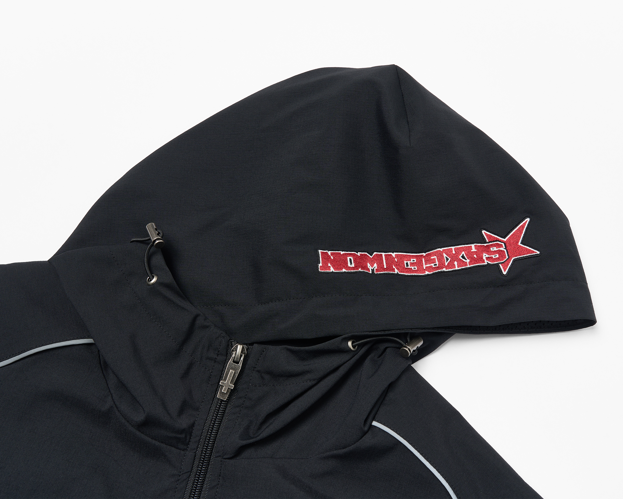 SAVAGEGROWTHWORLD Embroidered Logo Piped Hooded Jacket-Jacket-S-Free Shipping Leatheretro