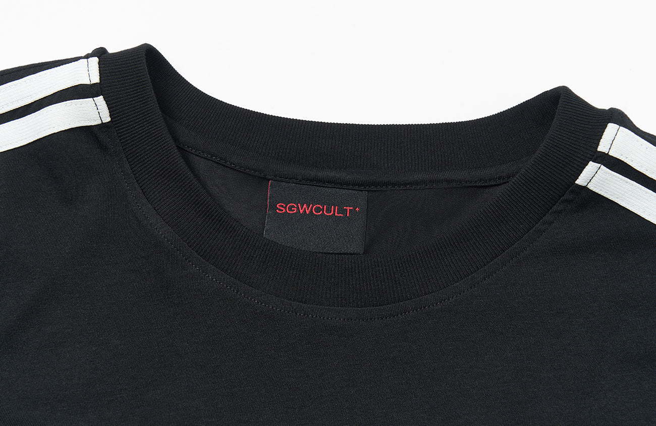 SAVAGEGROWTHWORLD Stripe Graphic Slim-Fit Tee-T Shirt-S (Preorder)-Free Shipping Leatheretro