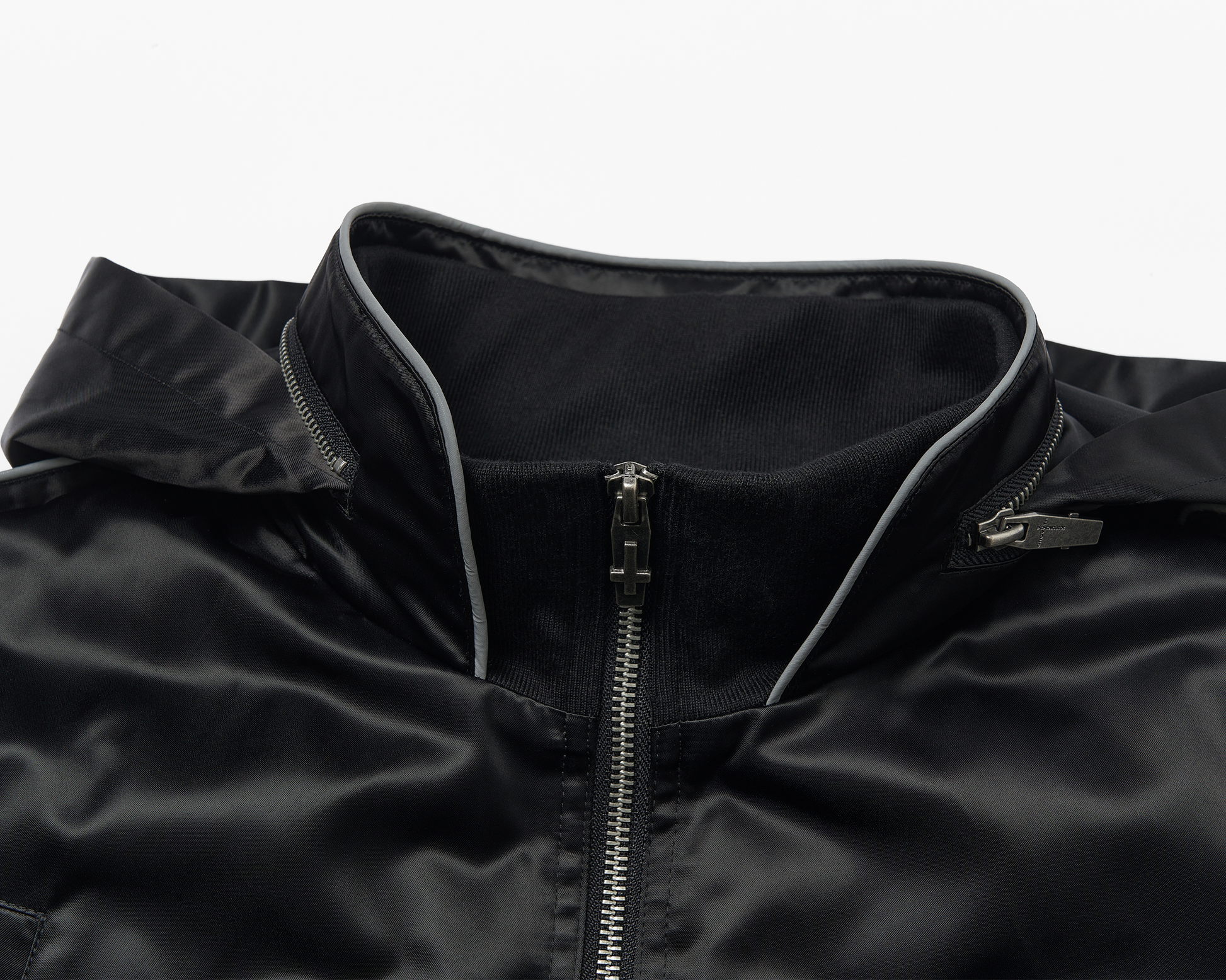 SAVAGEGROWTHWORLD Embroidered Ruched-Sleeve Reflective-Stripe Bomber-Jacket-S-Free Shipping Leatheretro