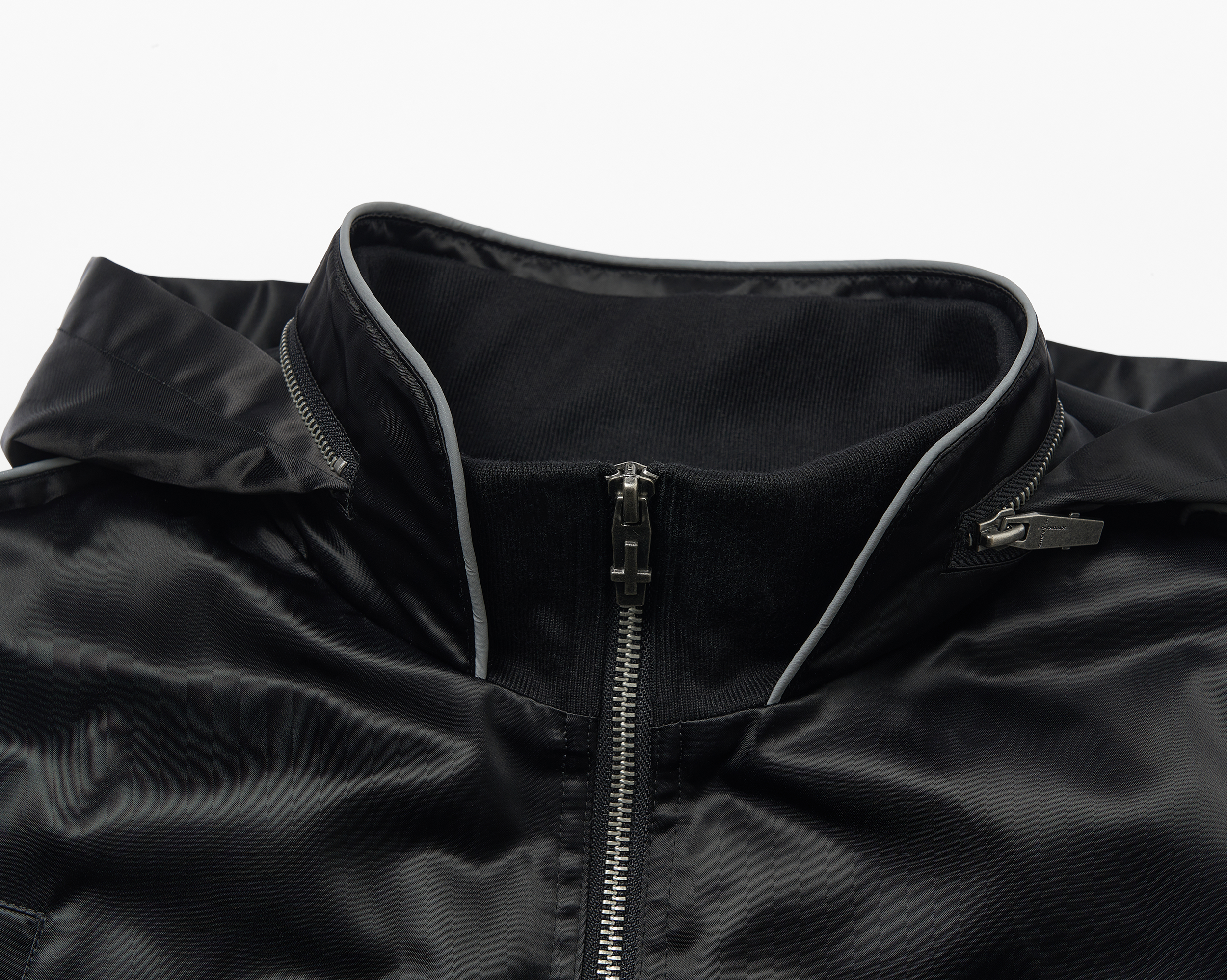 SAVAGEGROWTHWORLD Embroidered Ruched-Sleeve Reflective-Stripe Bomber-Jacket-S-Free Shipping Leatheretro