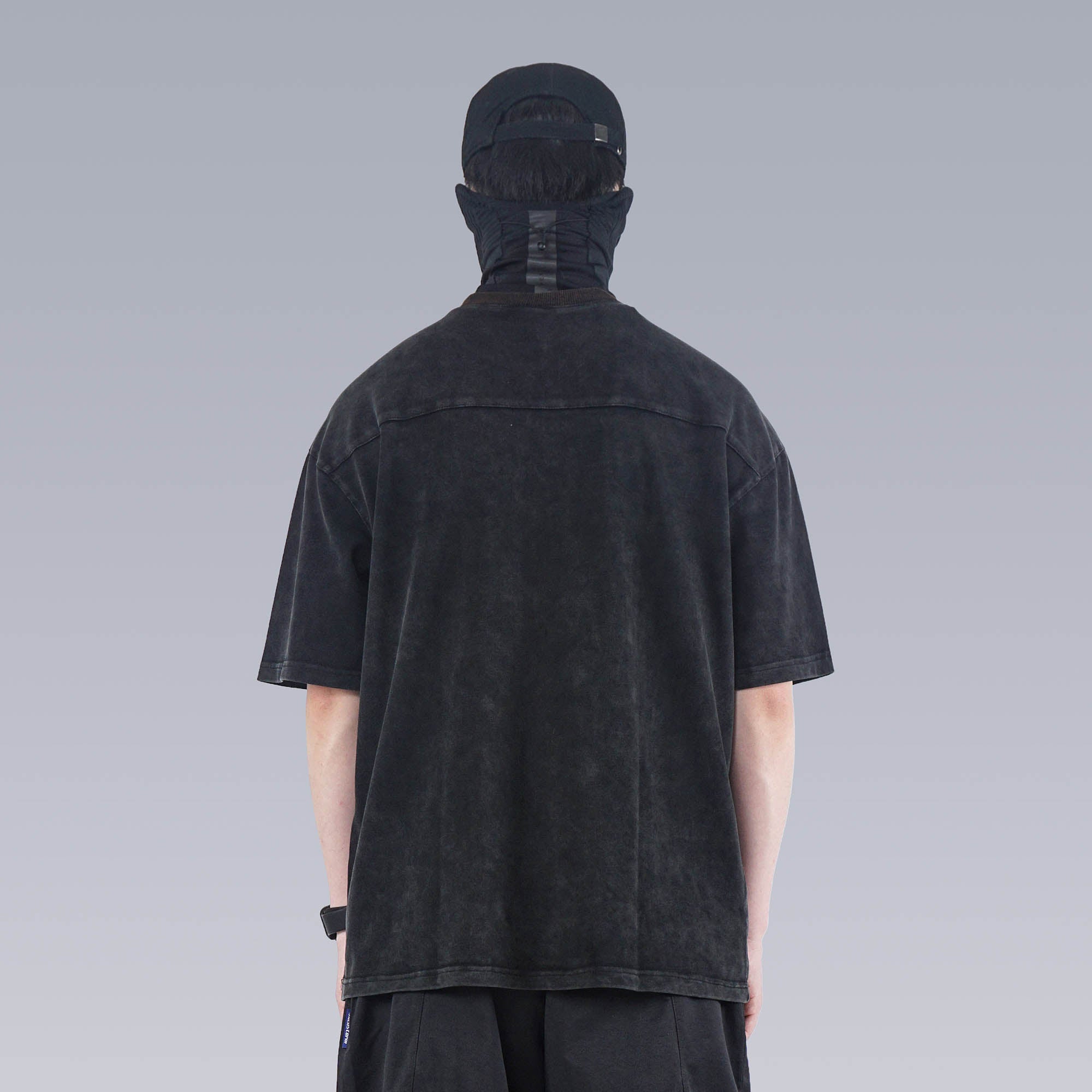 SILENSTORM Washed Paneled Side Pocket T-Shirt-T Shirt-S-Black-Free Shipping Leatheretro