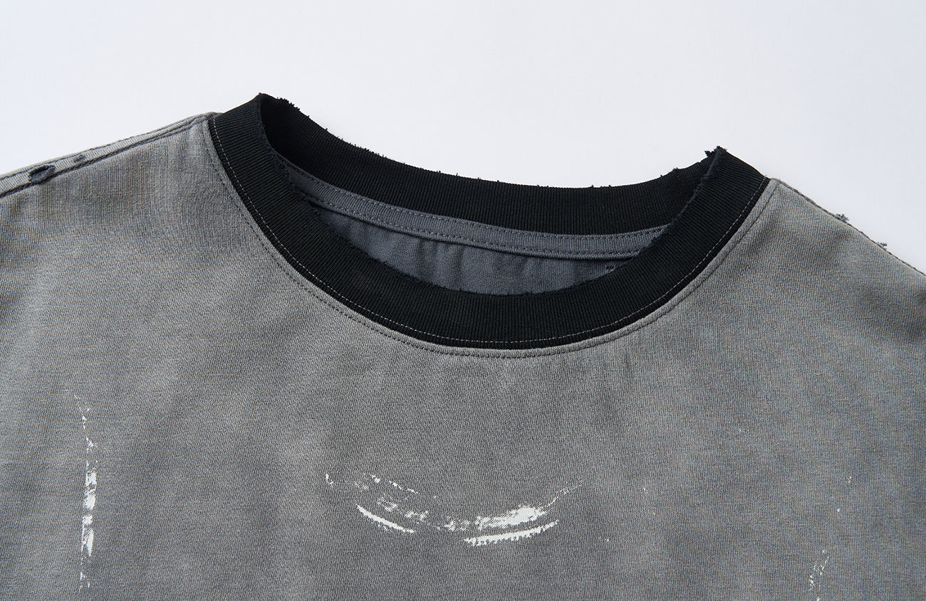 SAVAGEGROWTHWORLD Studded Distressed Graphic T-Shirt-T Shirt-S-Free Shipping Leatheretro