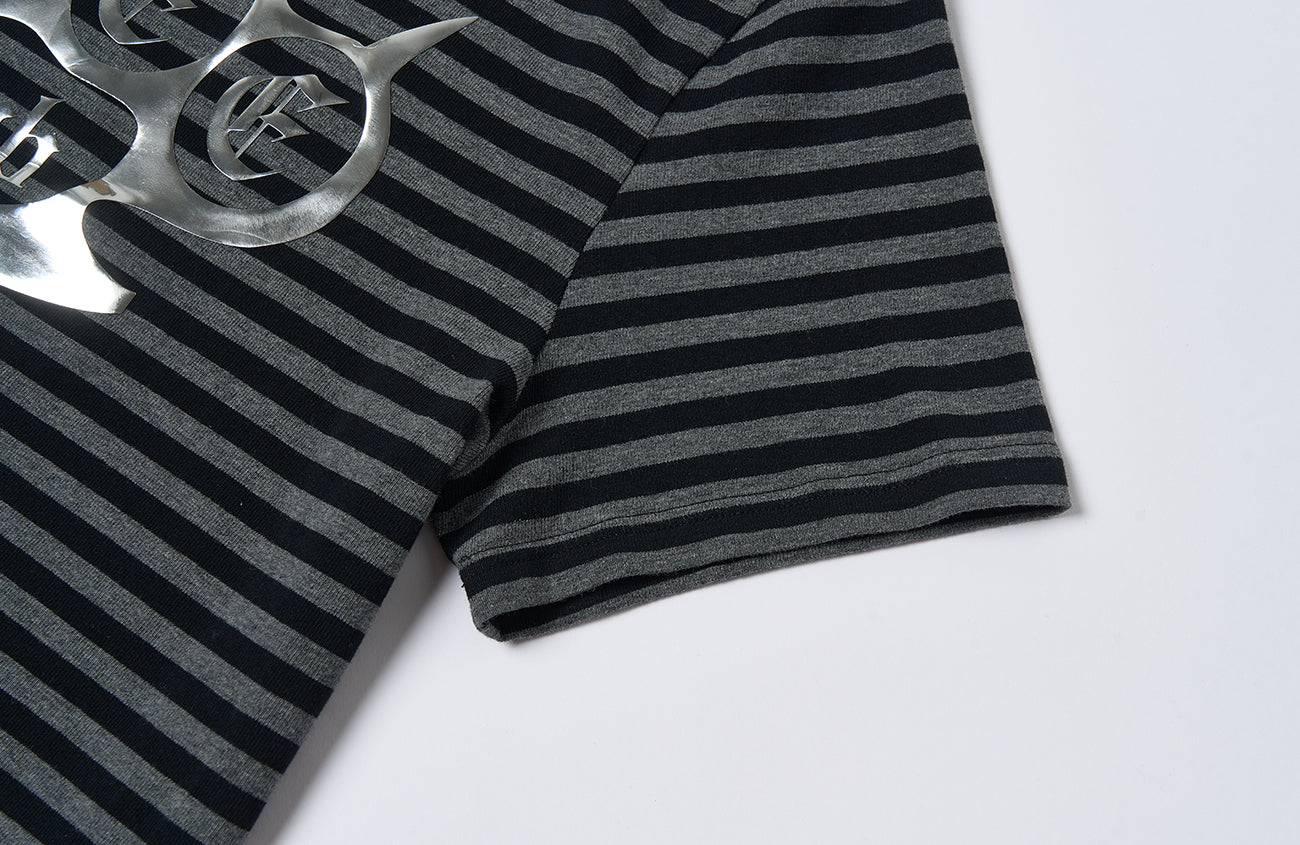 SAVAGEGROWTHWORLD Silver Foil Graphic Stripe T-Shirt-T Shirt-S-Free Shipping Leatheretro