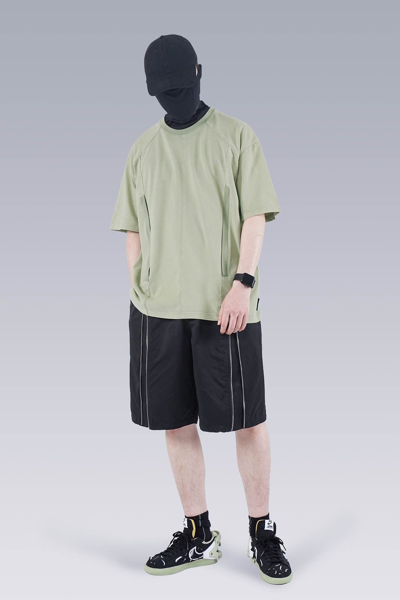 SILENSTORM Washed Paneled Side Pocket T-Shirt-T Shirt-S-Black-Free Shipping Leatheretro