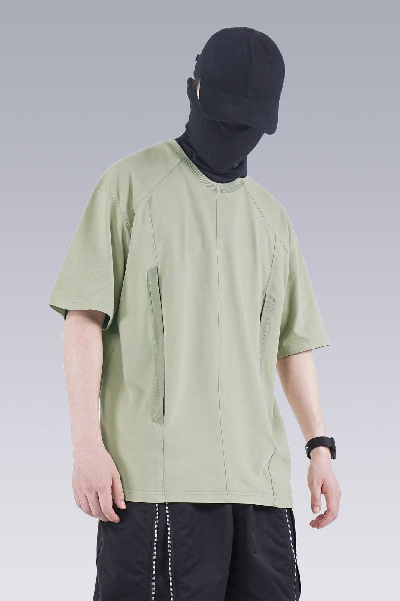 SILENSTORM Washed Paneled Side Pocket T-Shirt-T Shirt-S-Black-Free Shipping Leatheretro
