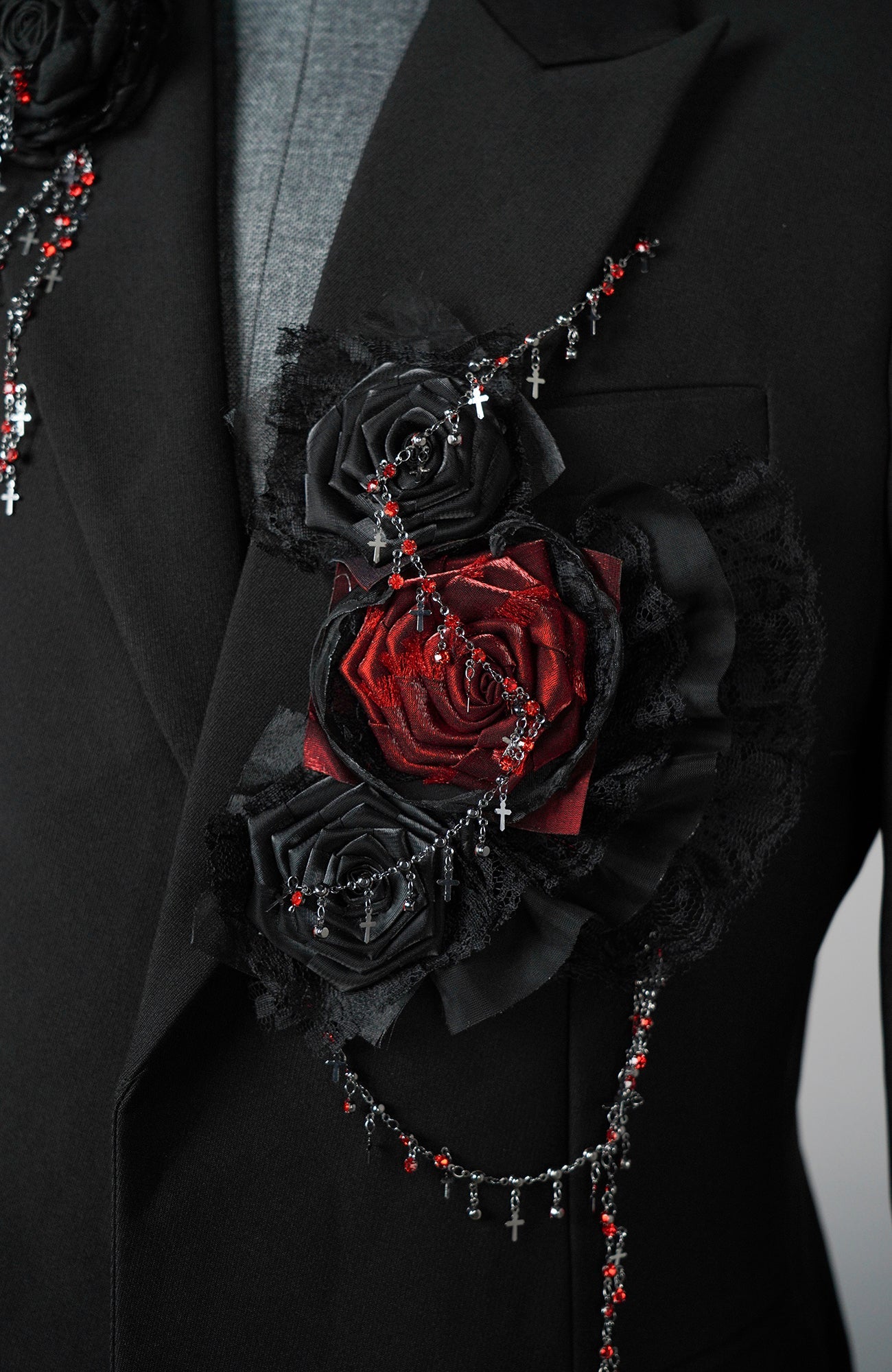 SHANG JIE Floral Appliqué Beaded Chain Blazer-Jacket-M-Free Shipping Leatheretro