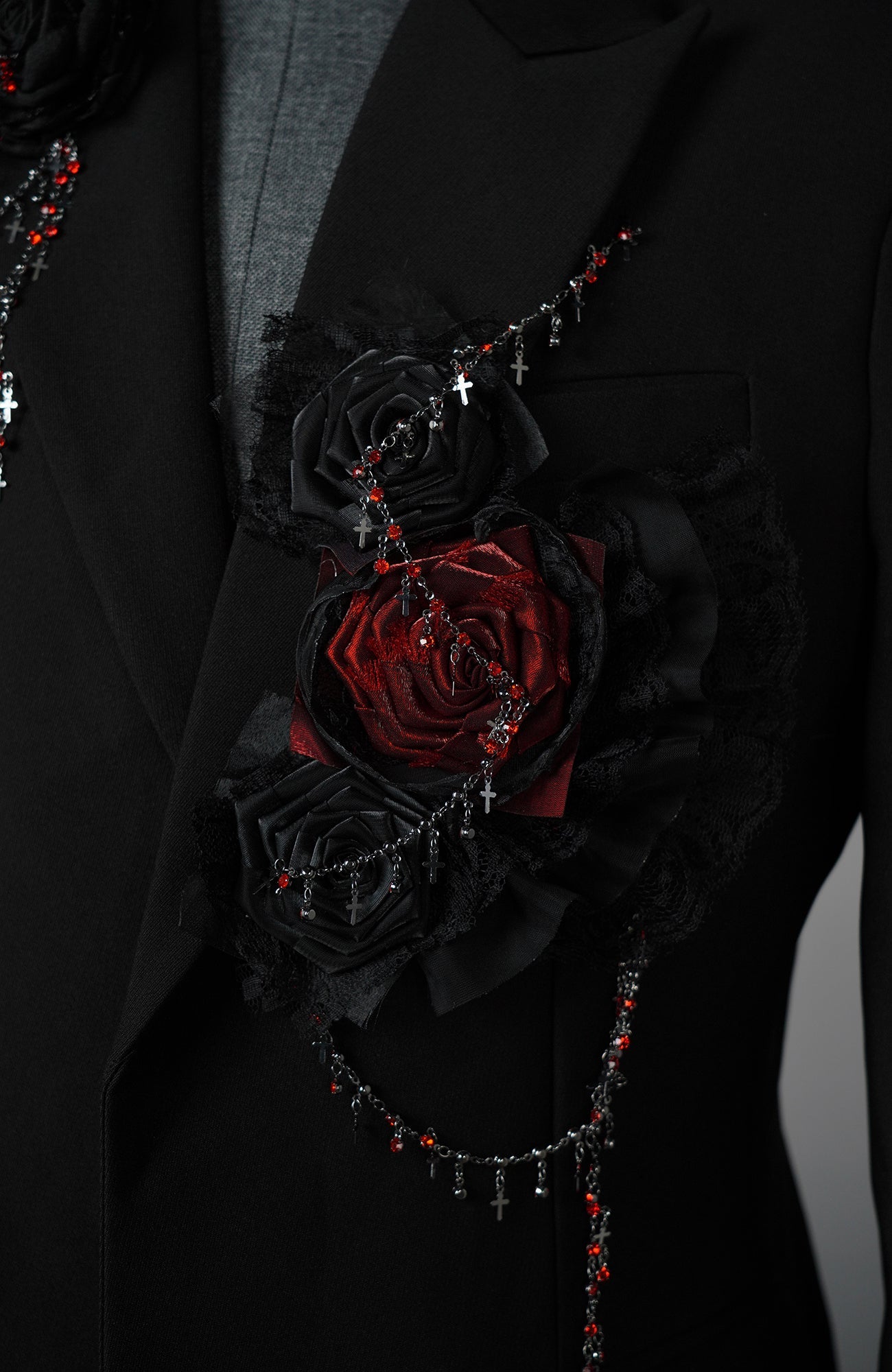 SHANG JIE Floral Appliqué Beaded Chain Blazer-Jacket-M-Free Shipping Leatheretro